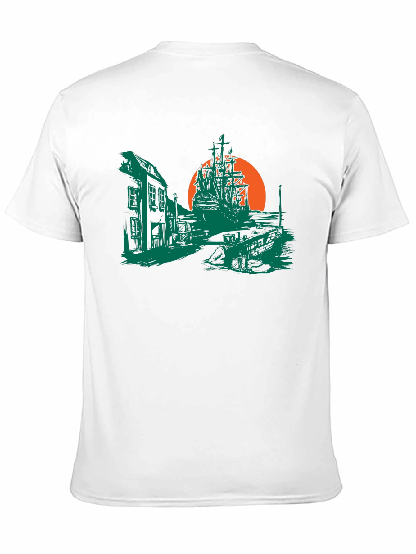 Pirate Ship Graphic T-Shirt - Black Cotton Tee