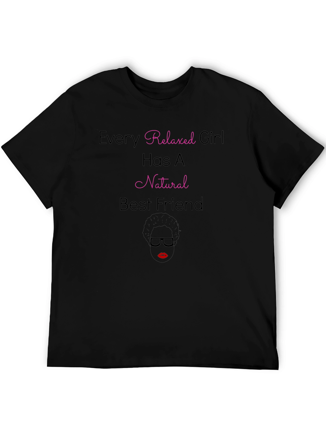 Relaxed Girl Natural Best Friend Black T-Shirt