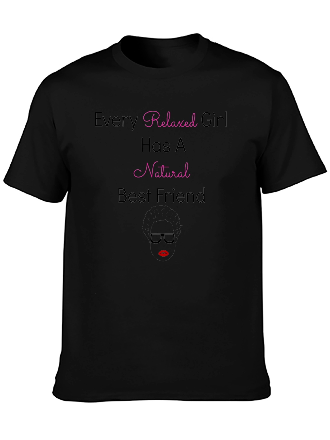 Relaxed Girl Natural Best Friend Black T-Shirt