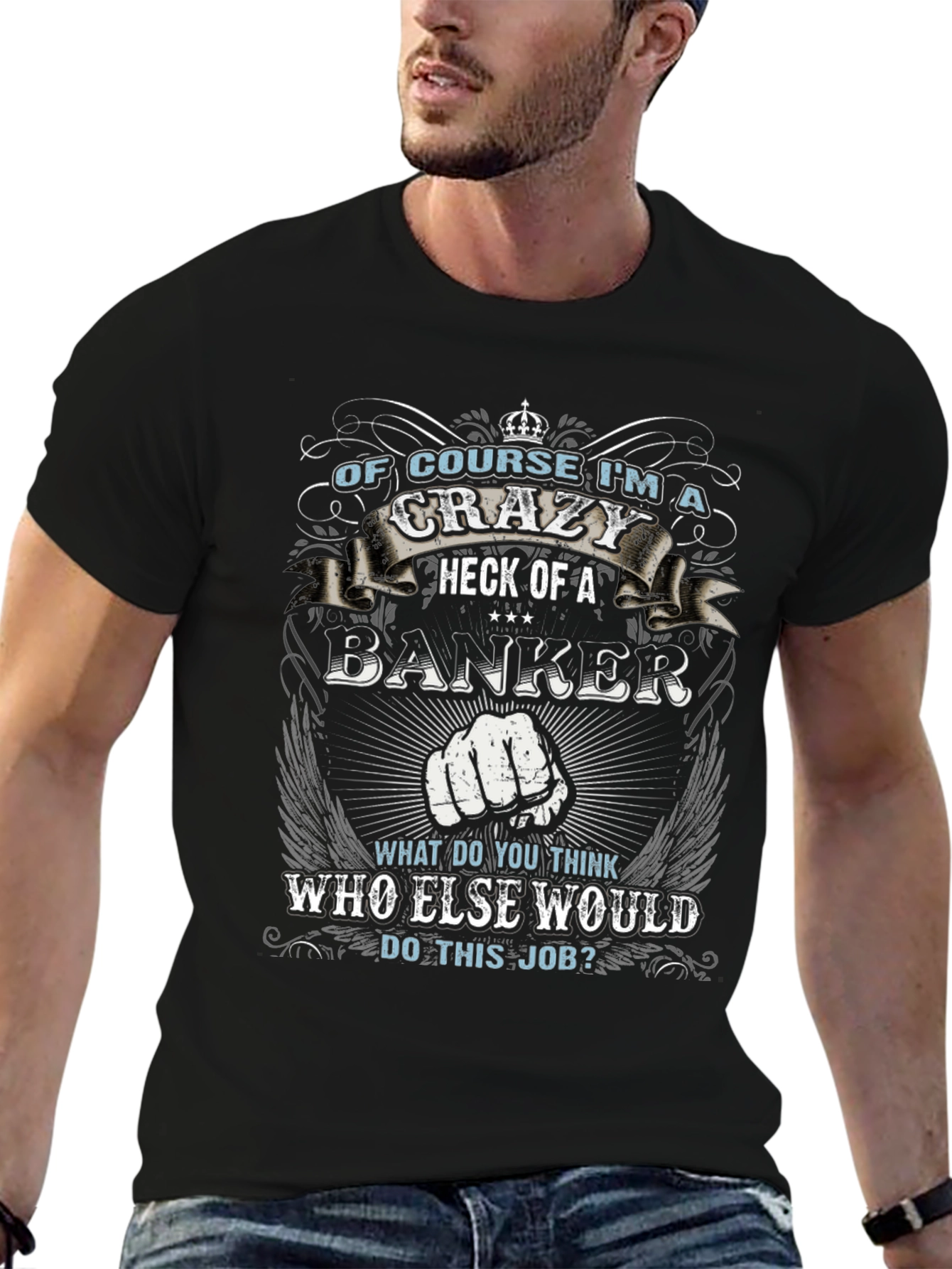 Crazy Banker Graphic T-Shirt