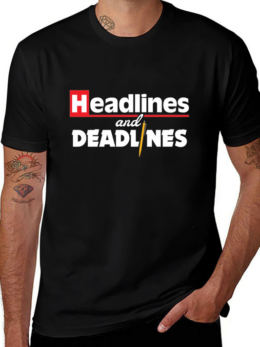 Headlines and Deadlines Graphic Tee - Black