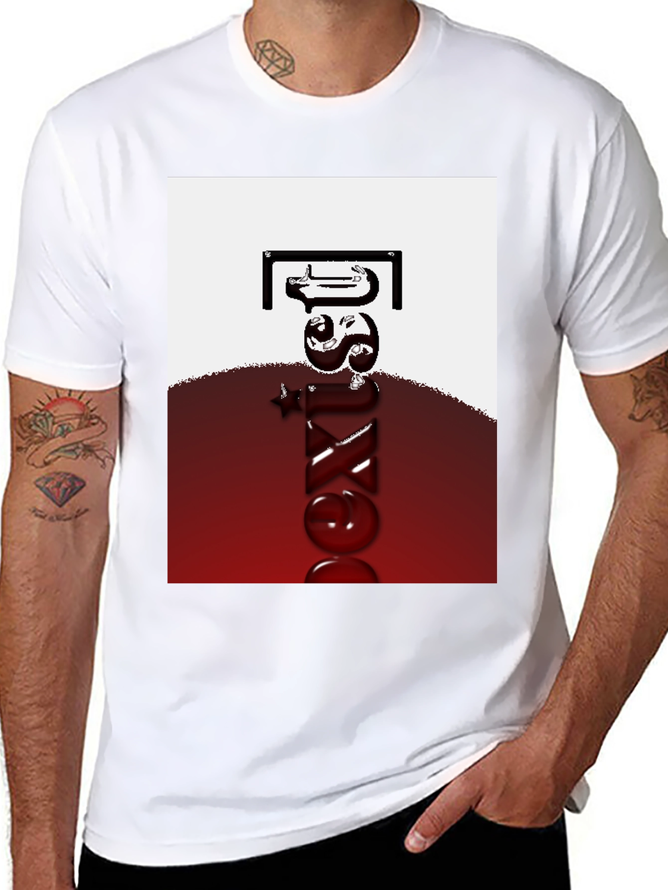 Abstract Graphic Tee - Mens Black Casual Shirt