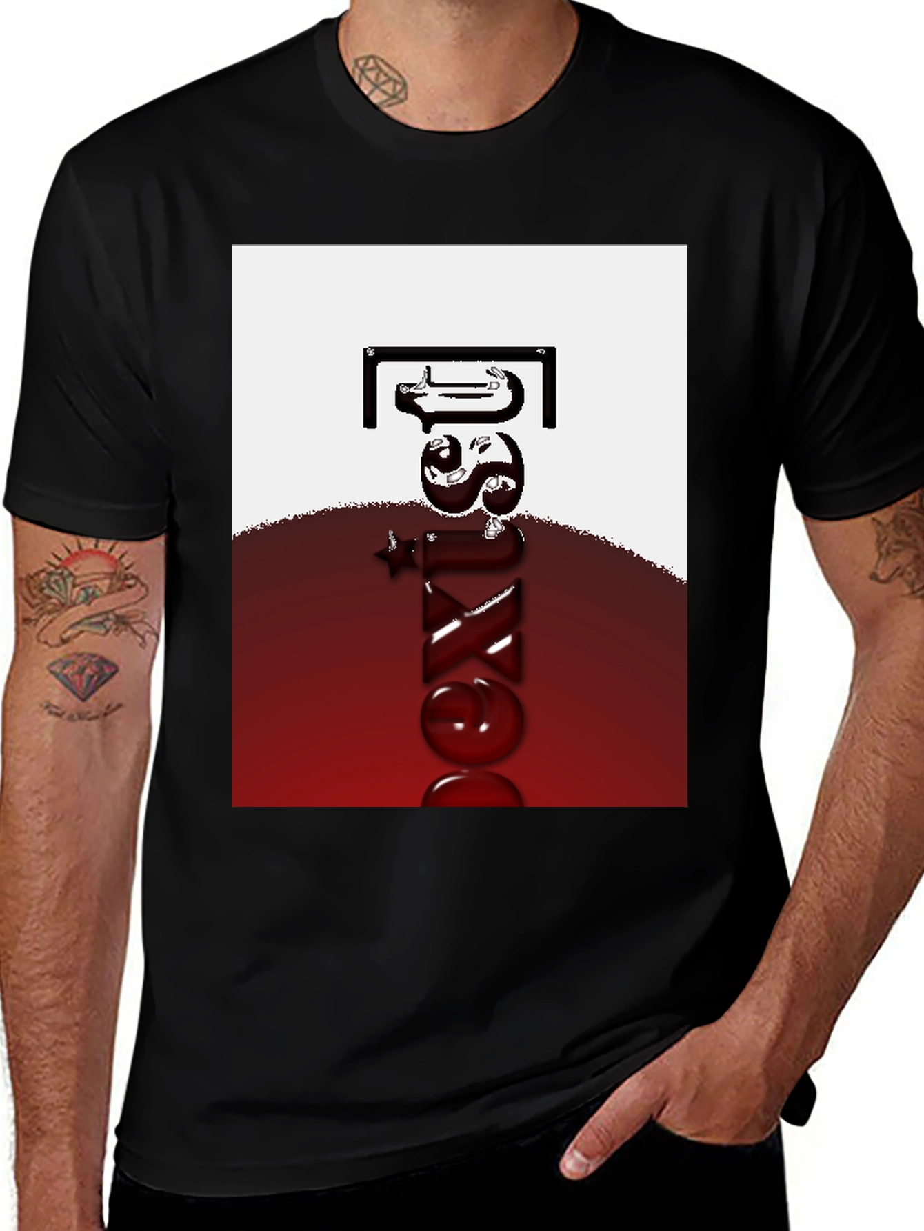 Abstract Graphic Tee - Mens Black Casual Shirt