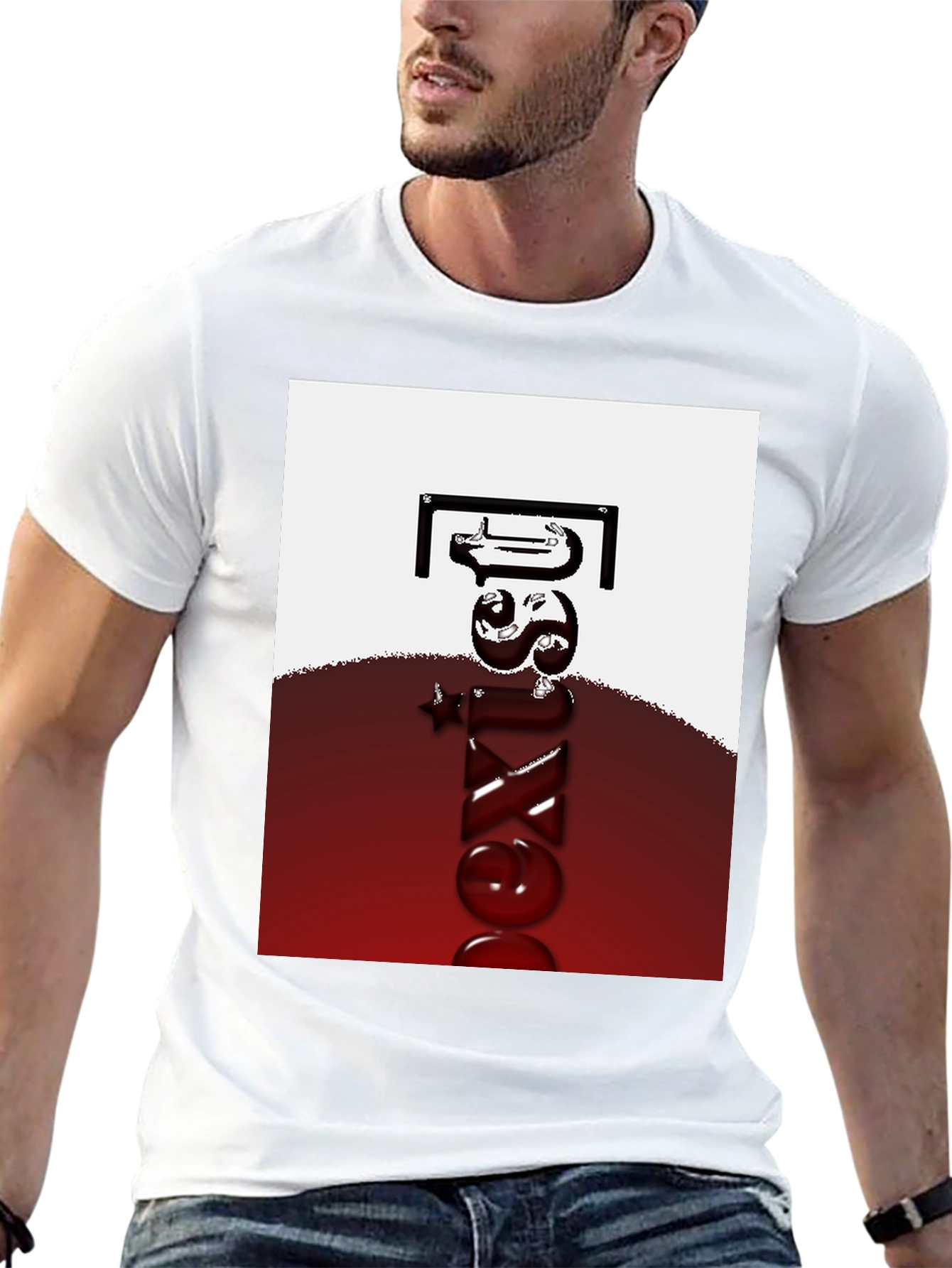 Abstract Graphic Tee - Mens Black Casual Shirt