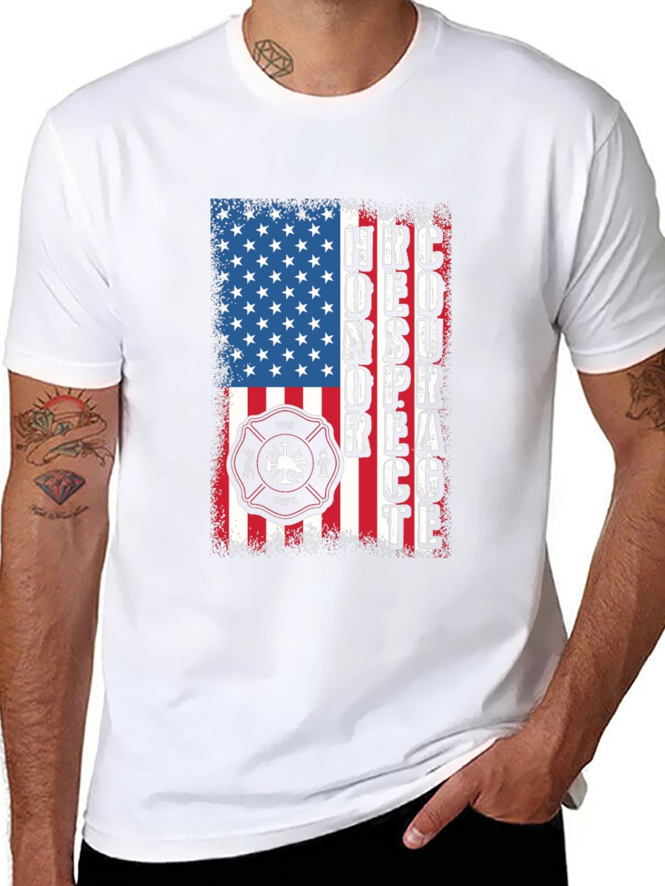 Firefighter Honor Respect Courage American Flag T-Shirt