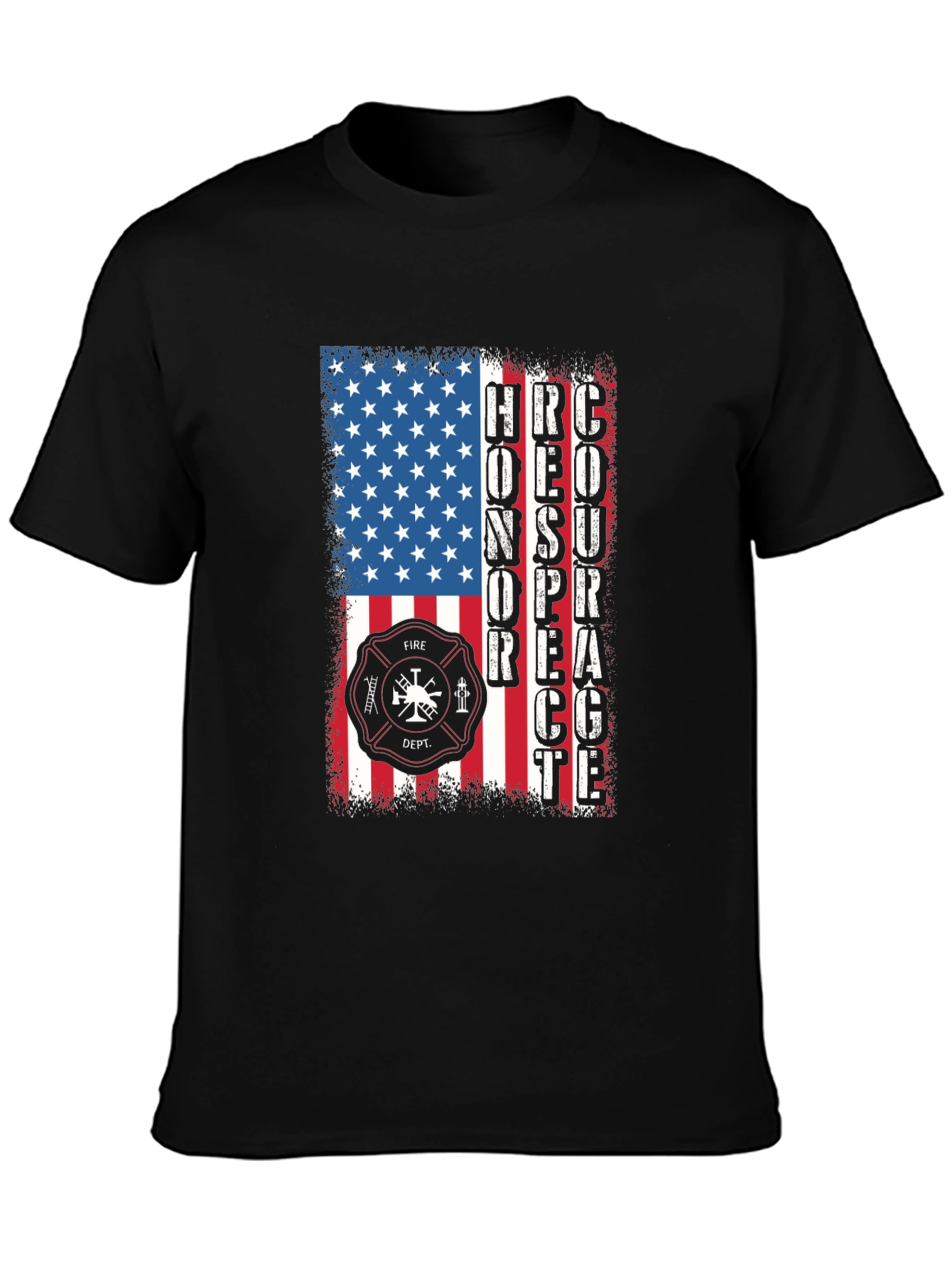 Firefighter Honor Respect Courage American Flag T-Shirt