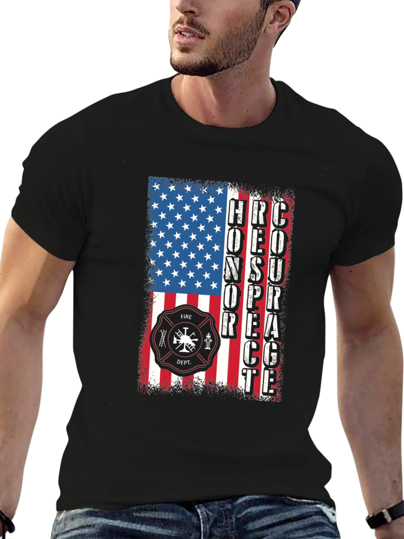 Firefighter Honor Respect Courage American Flag T-Shirt