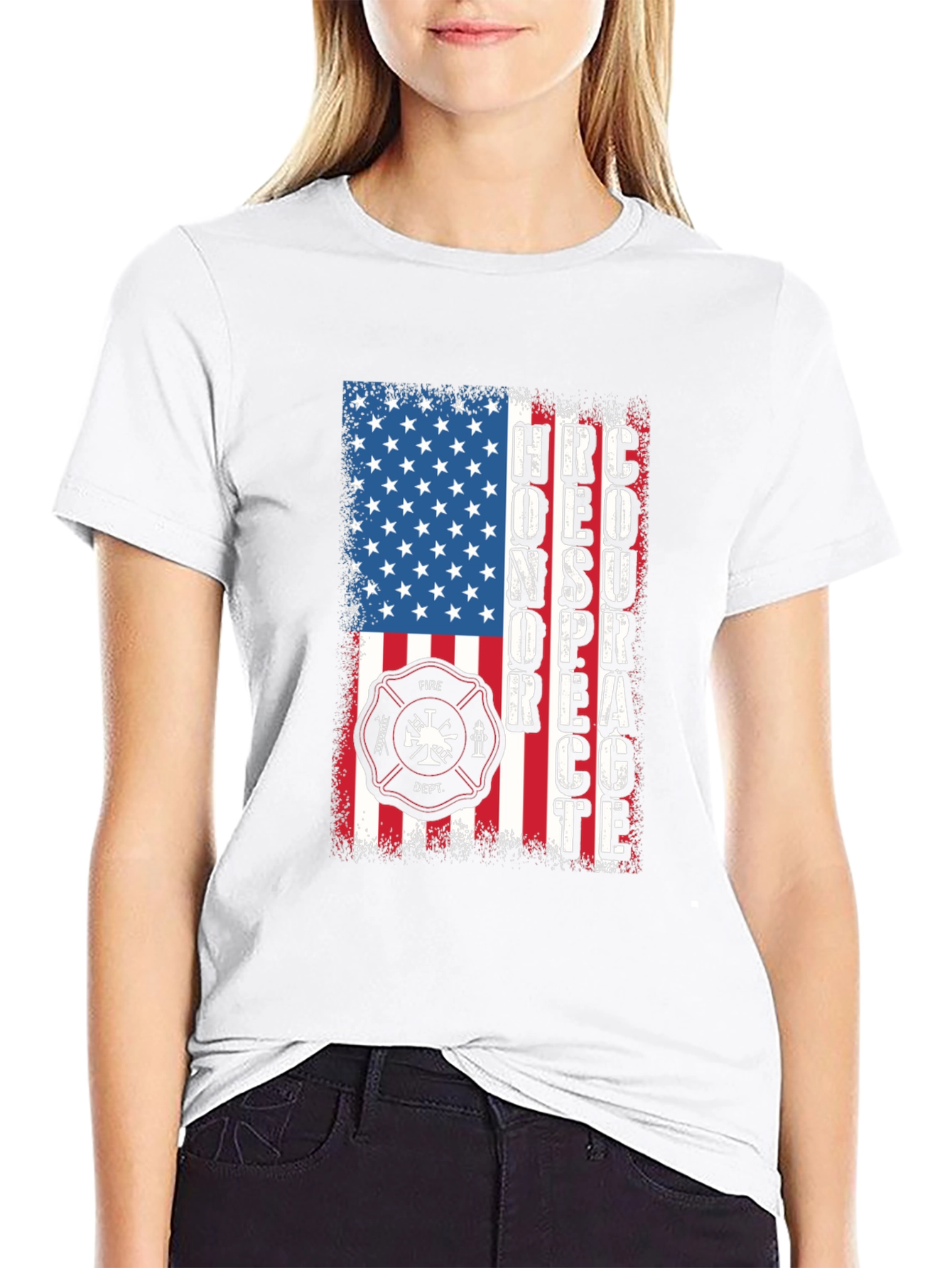 Firefighter Honor Respect Courage American Flag T-Shirt