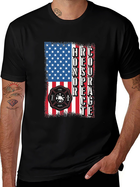 Firefighter Honor Respect Courage American Flag T-Shirt