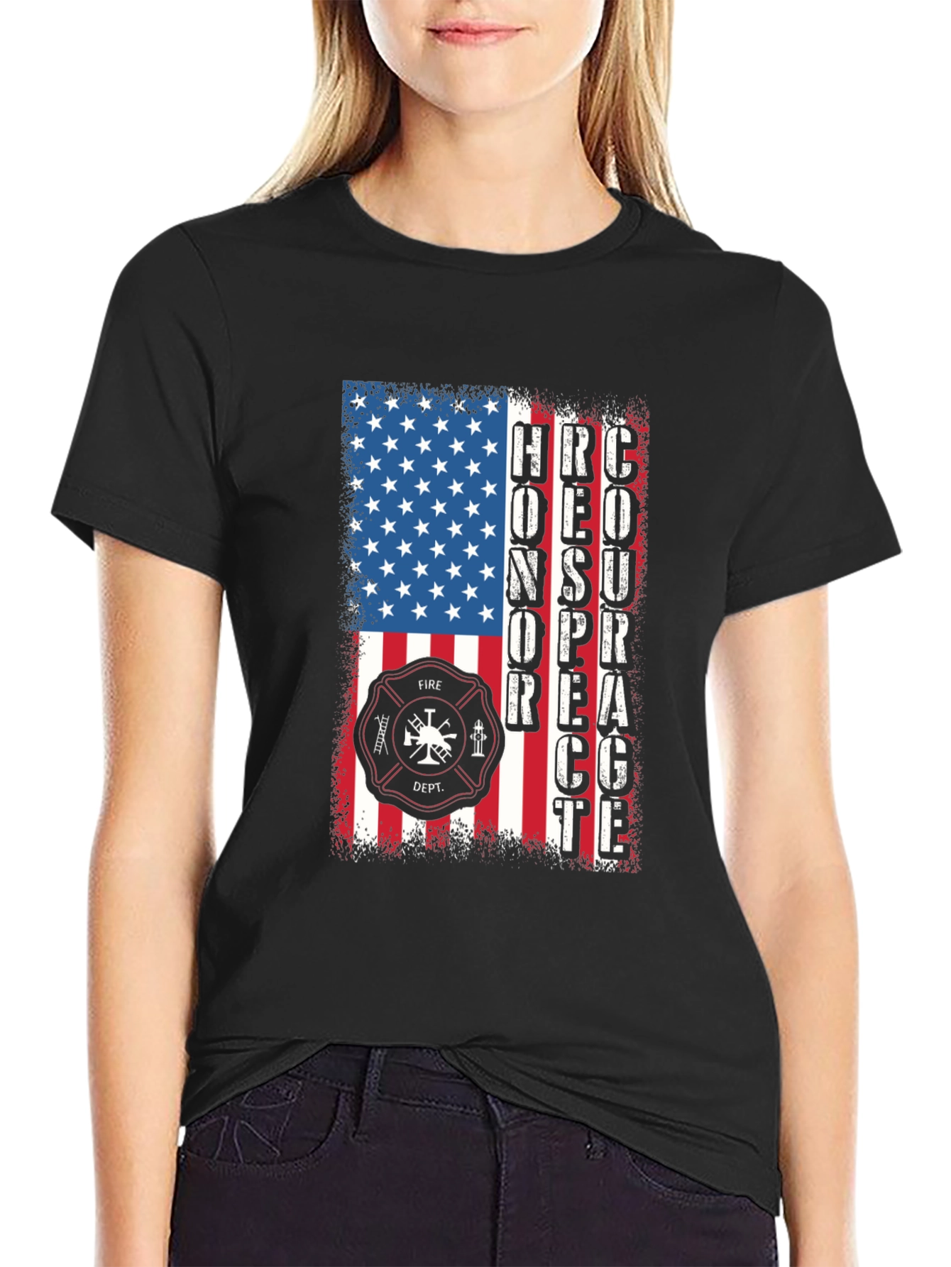 Firefighter Honor Respect Courage American Flag T-Shirt