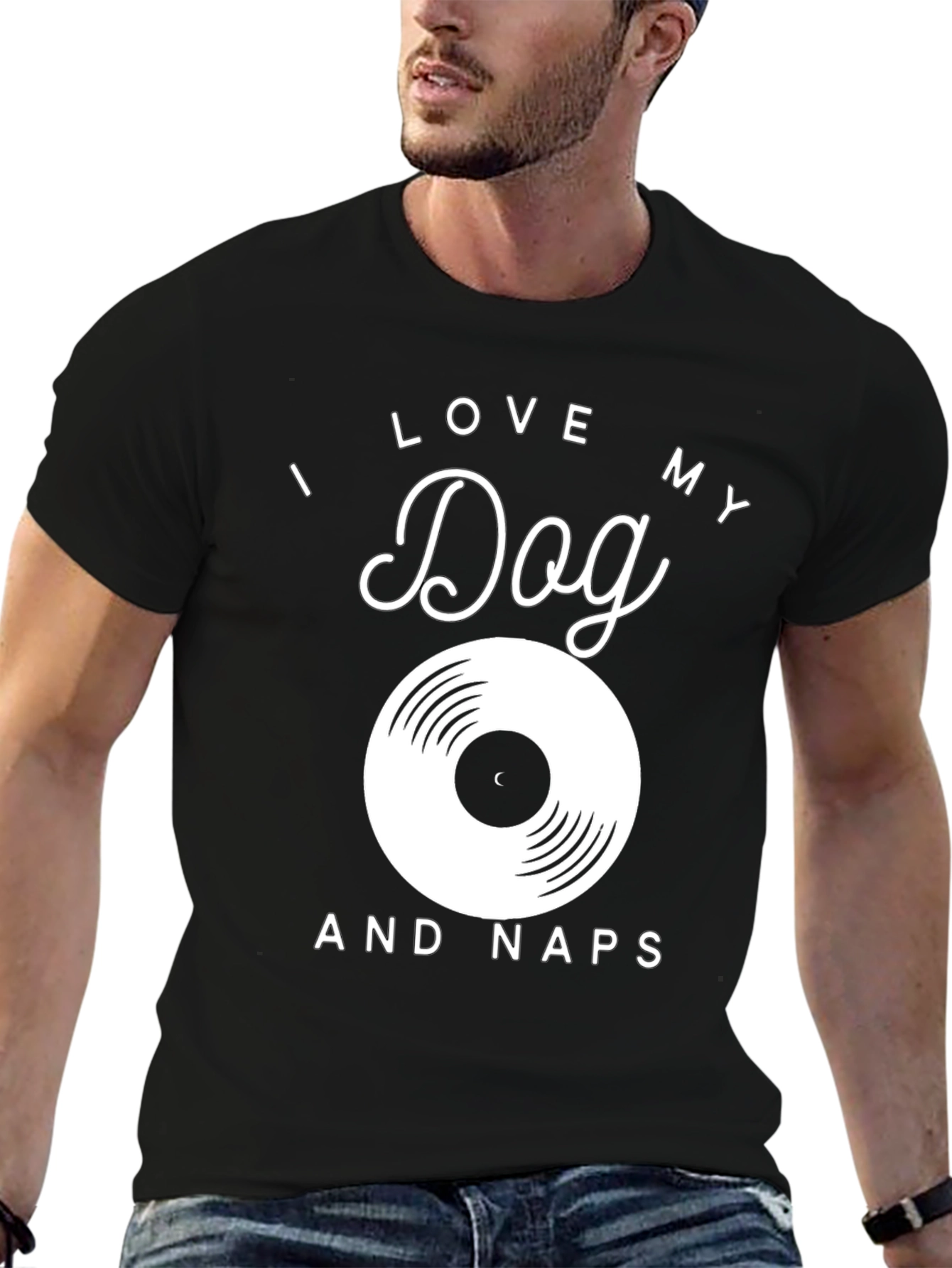 I Love My Dog & Naps Black T-Shirt