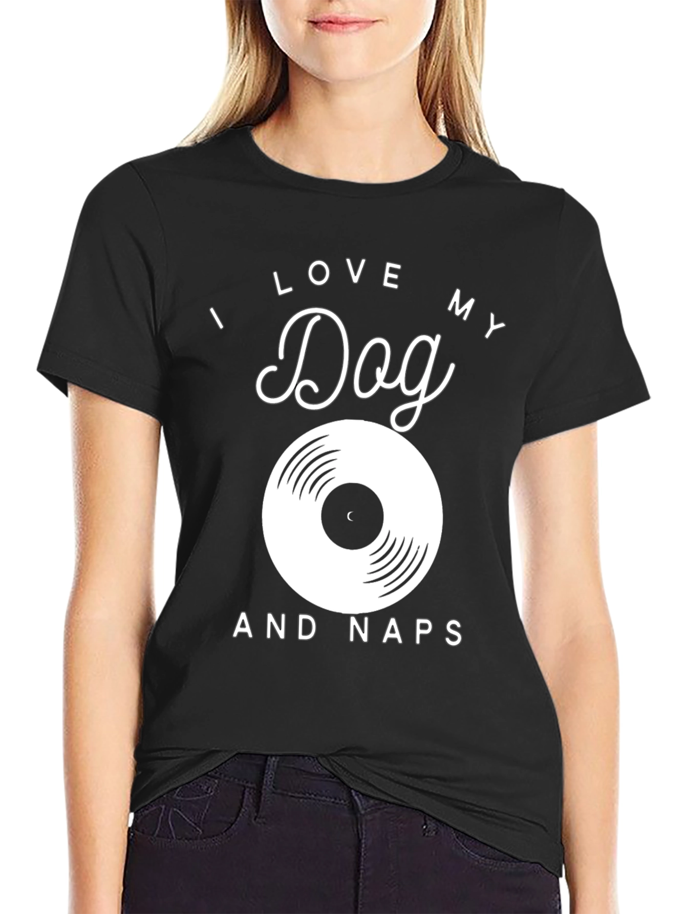 I Love My Dog & Naps Black T-Shirt