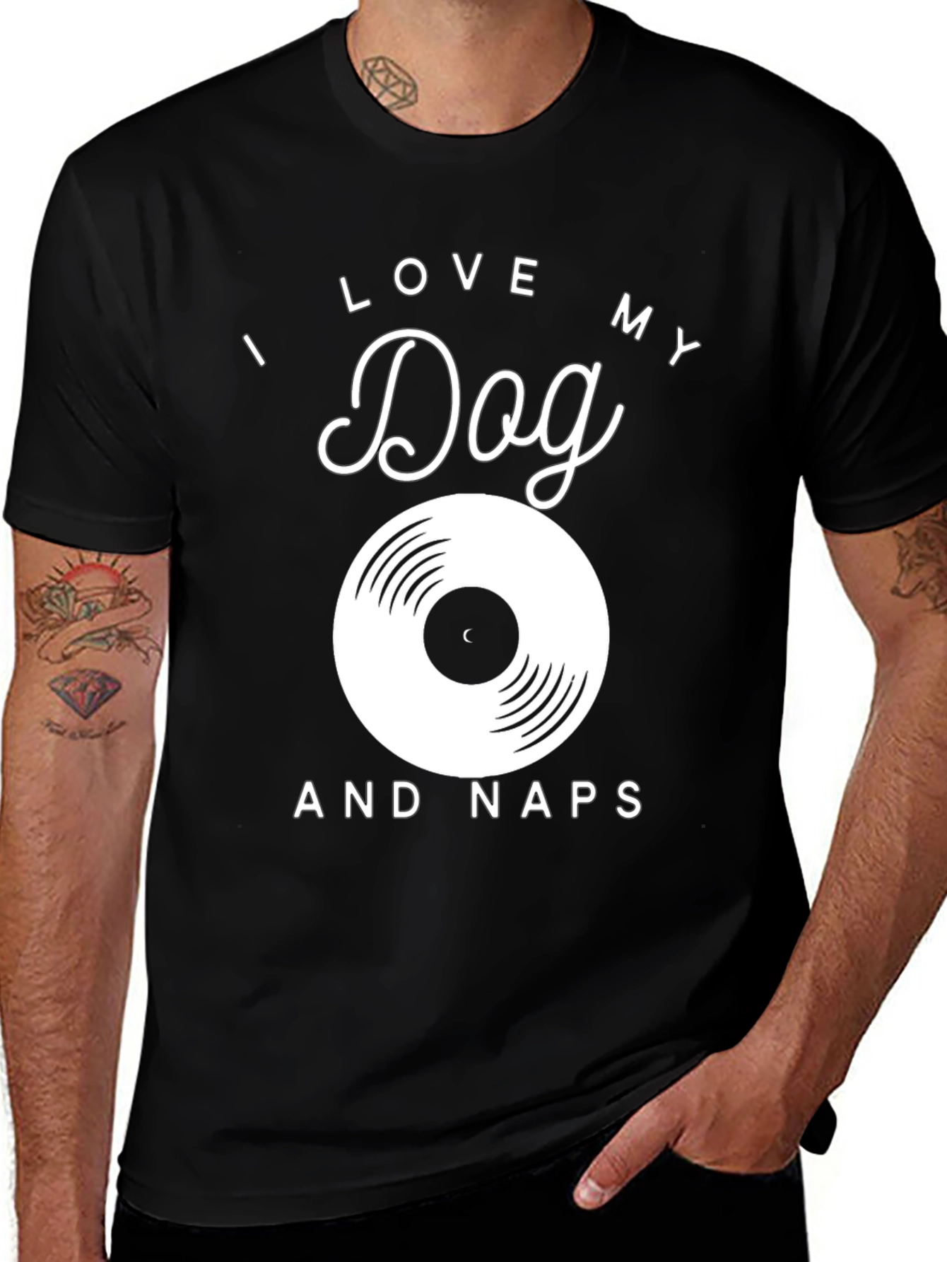 I Love My Dog & Naps Black T-Shirt