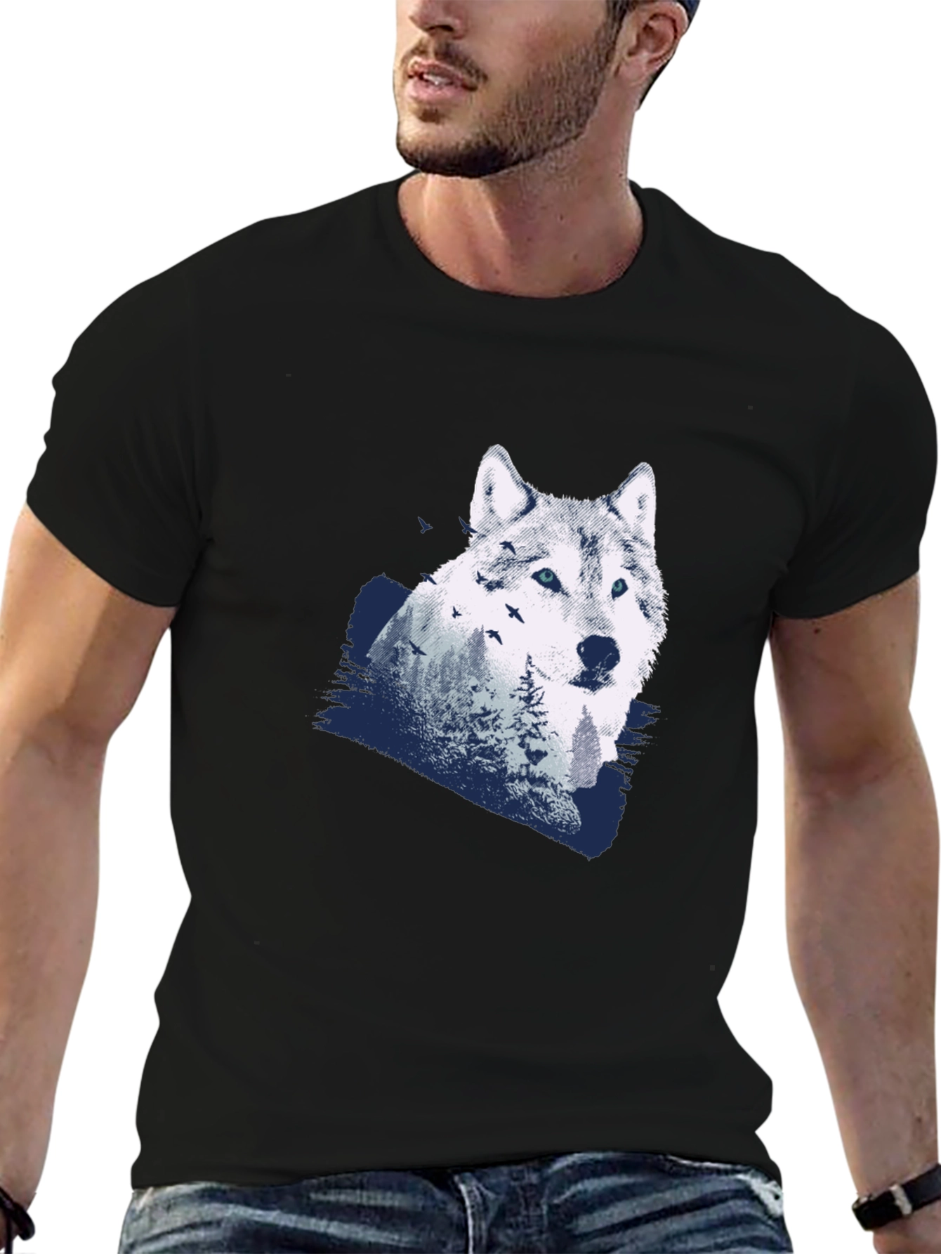 Wolf Graphic T-Shirt - Mens Black Tee