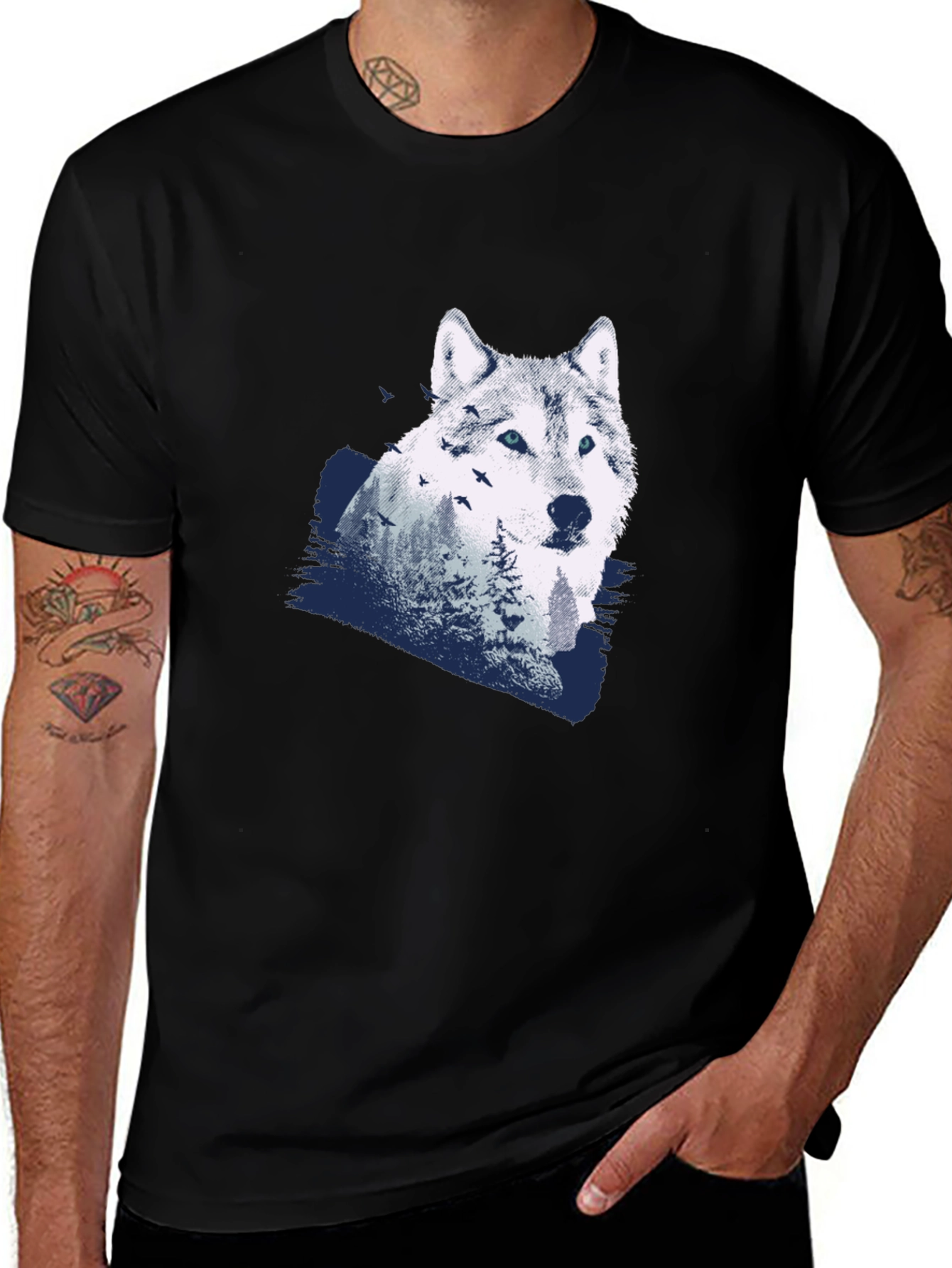 Wolf Graphic T-Shirt - Mens Black Tee