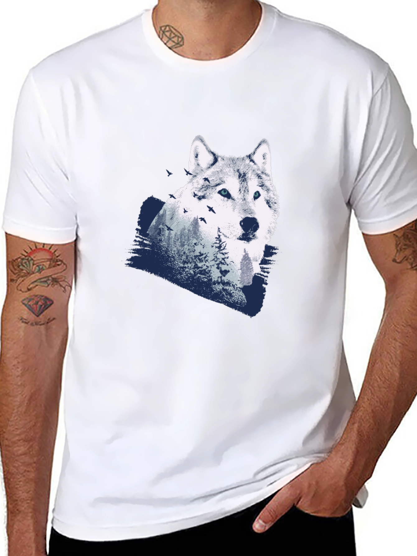 Wolf Graphic T-Shirt - Mens Black Tee