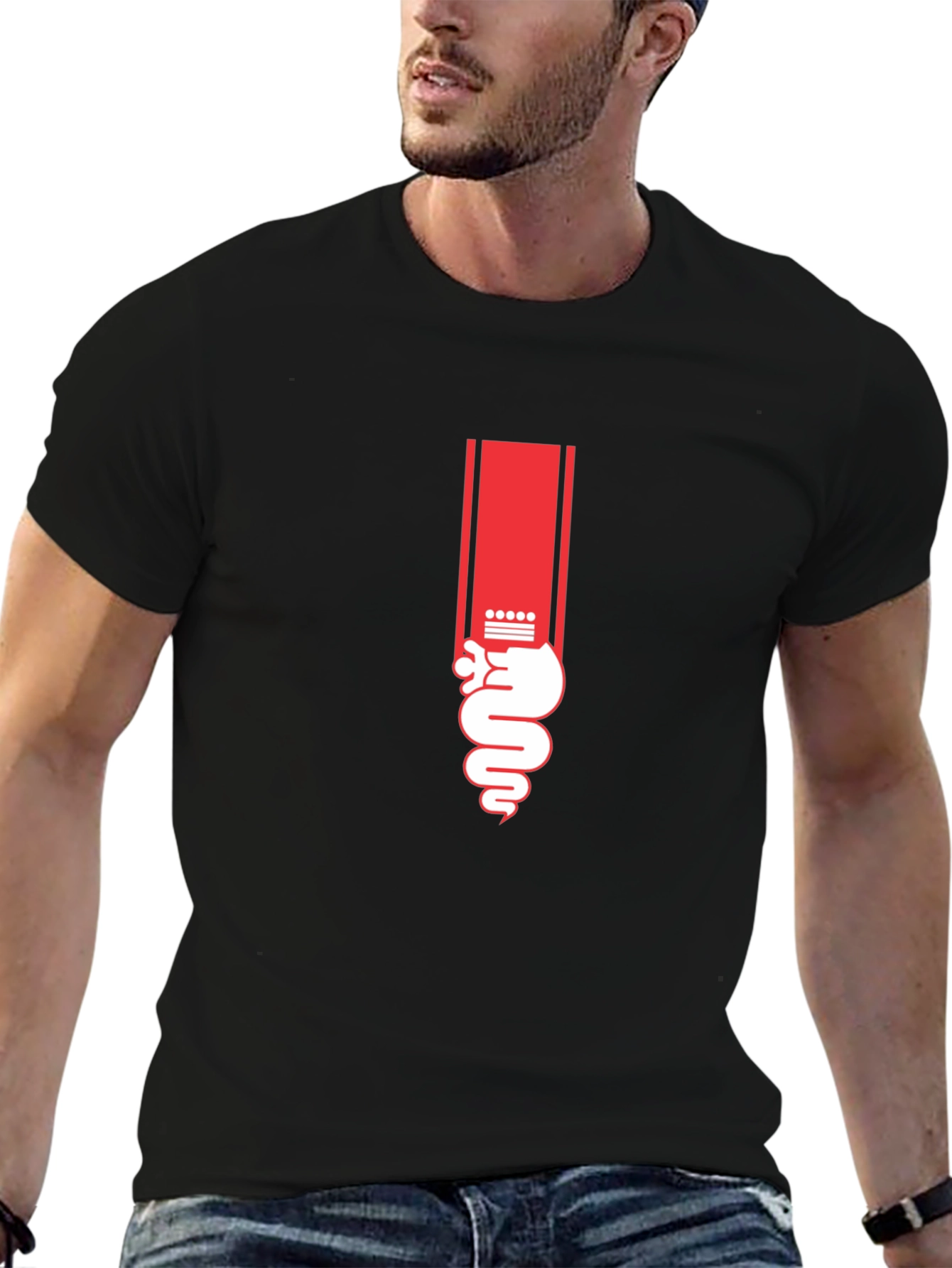 Serpent Graphic Tee - Stylish Black Cotton T-Shirt