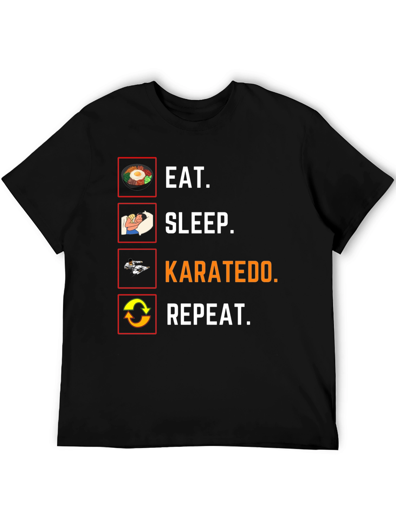 Eat Sleep Karatedo Repeat Black T-Shirt