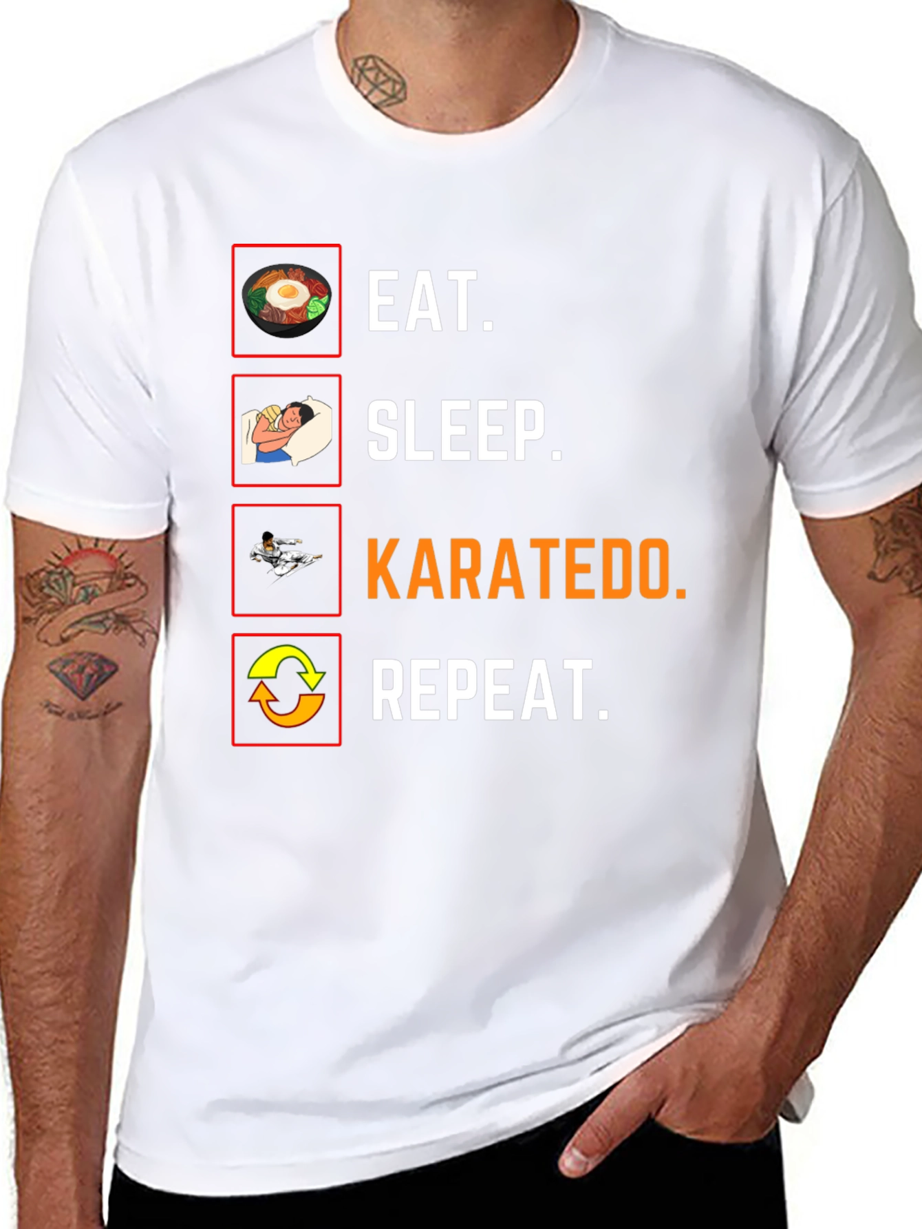 Eat Sleep Karatedo Repeat Black T-Shirt