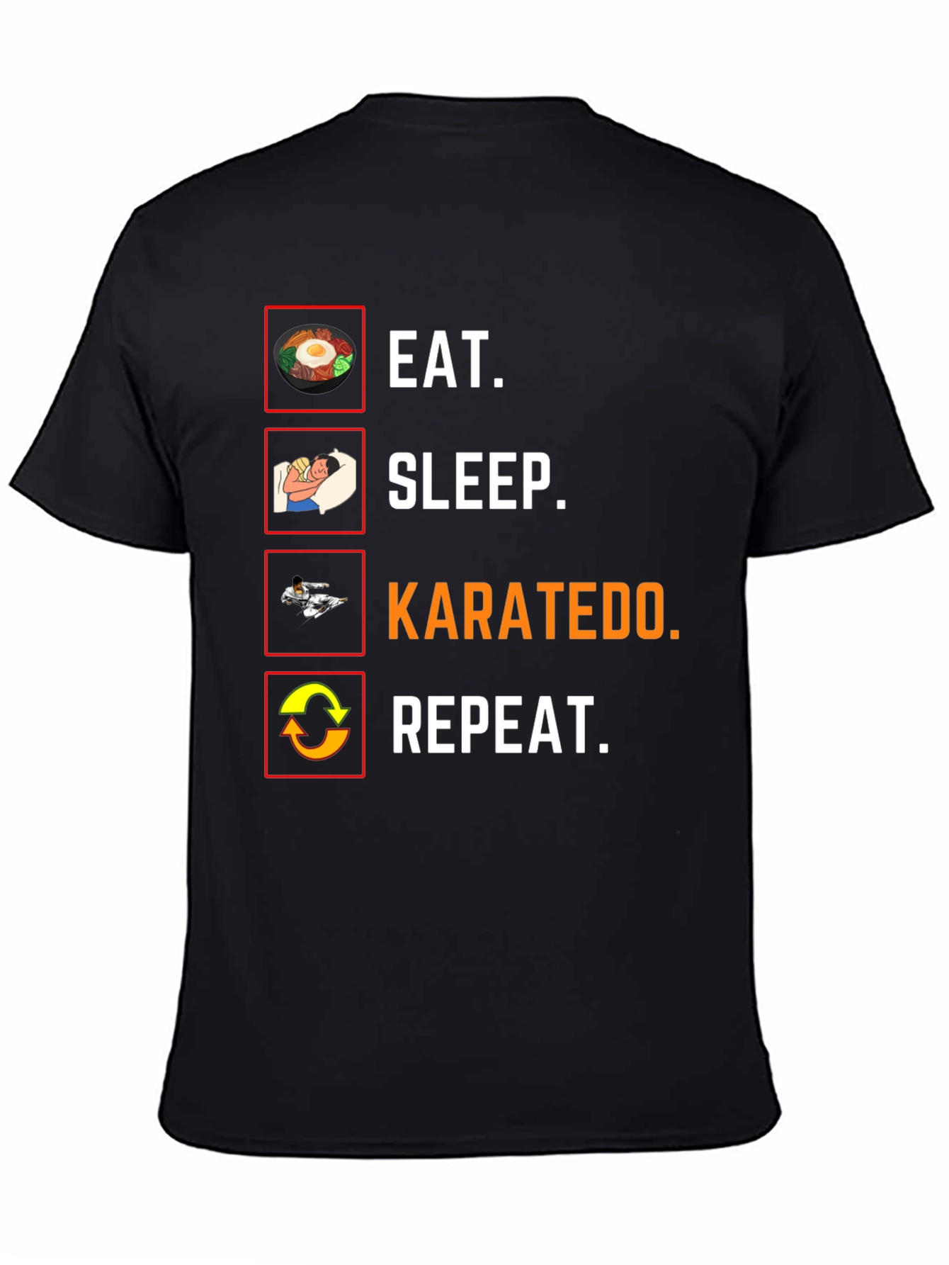 Eat Sleep Karatedo Repeat Black T-Shirt