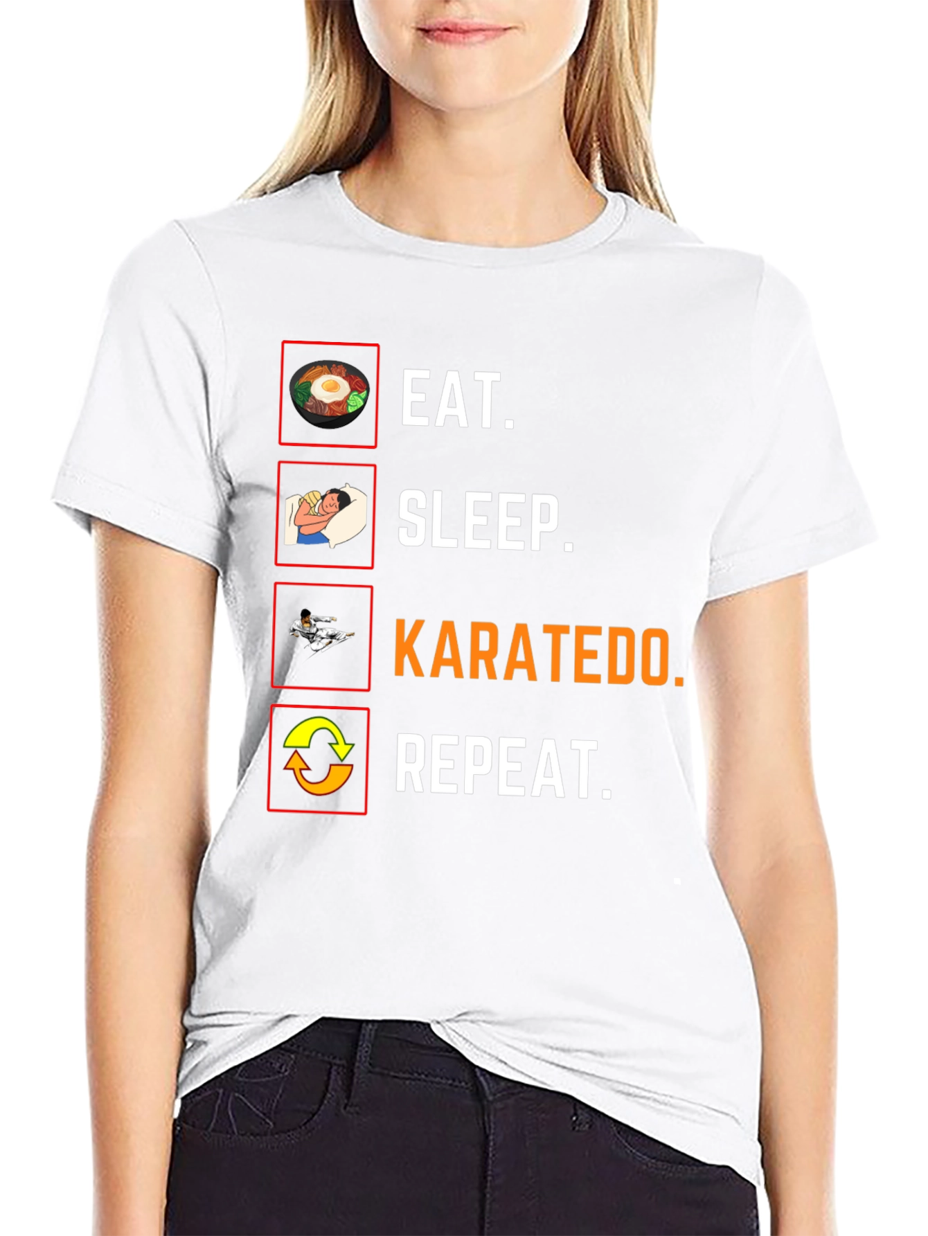 Eat Sleep Karatedo Repeat Black T-Shirt