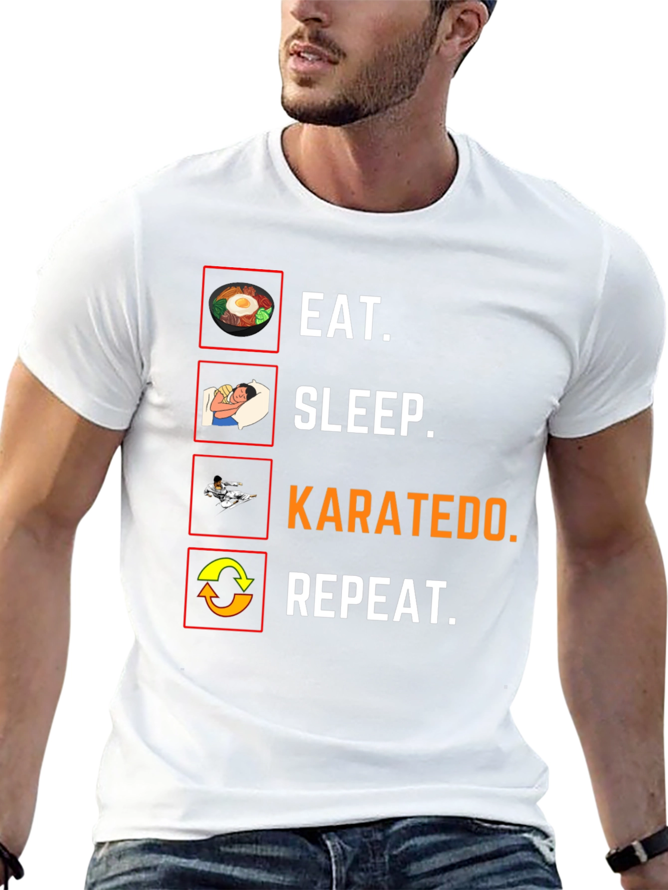Eat Sleep Karatedo Repeat Black T-Shirt