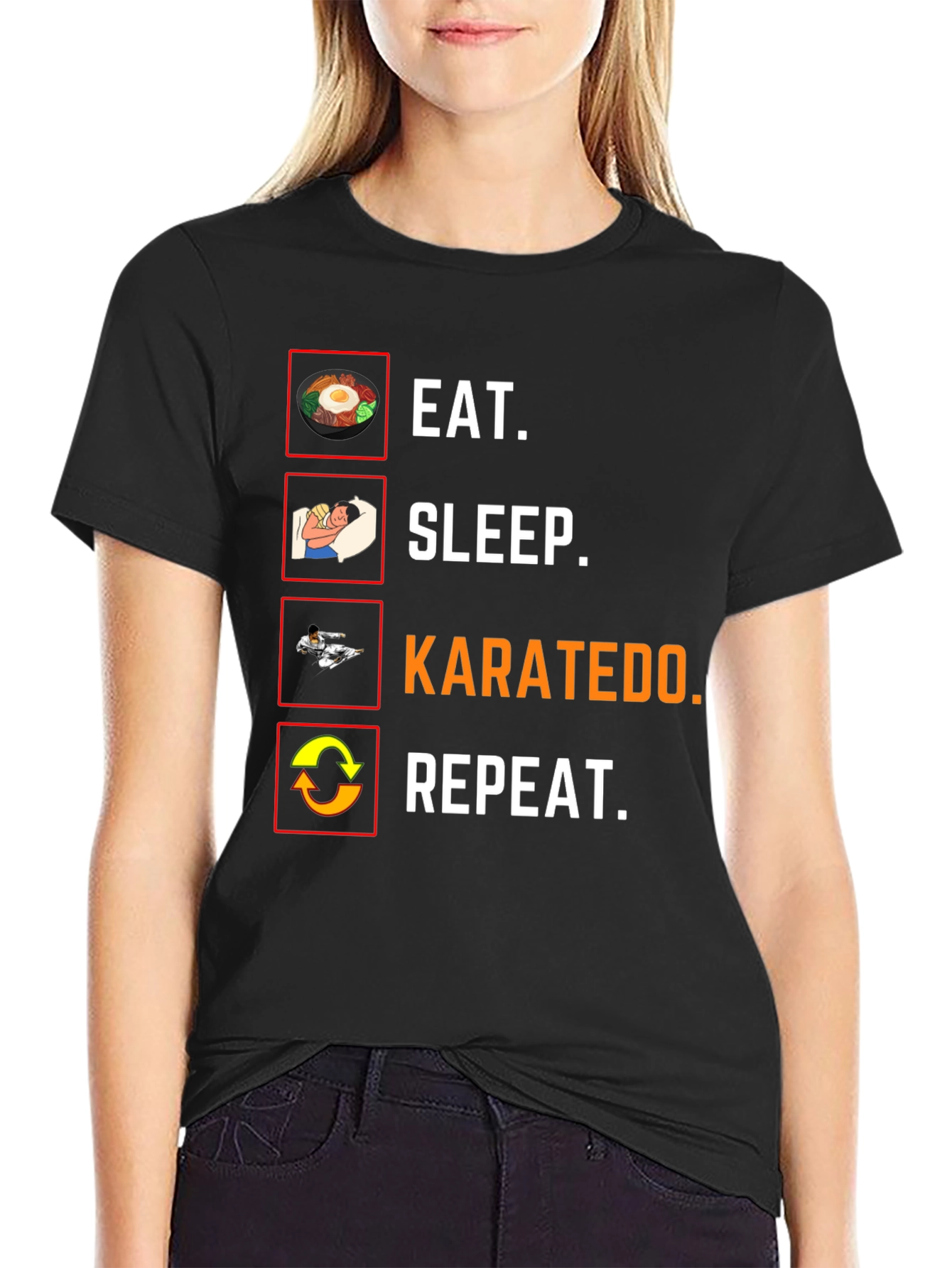 Eat Sleep Karatedo Repeat Black T-Shirt