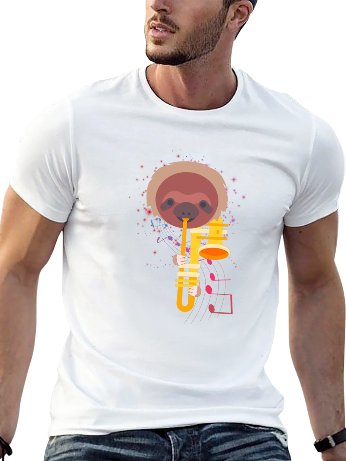 Sloth Saxophone T-Shirt - Unique Graphic Tee