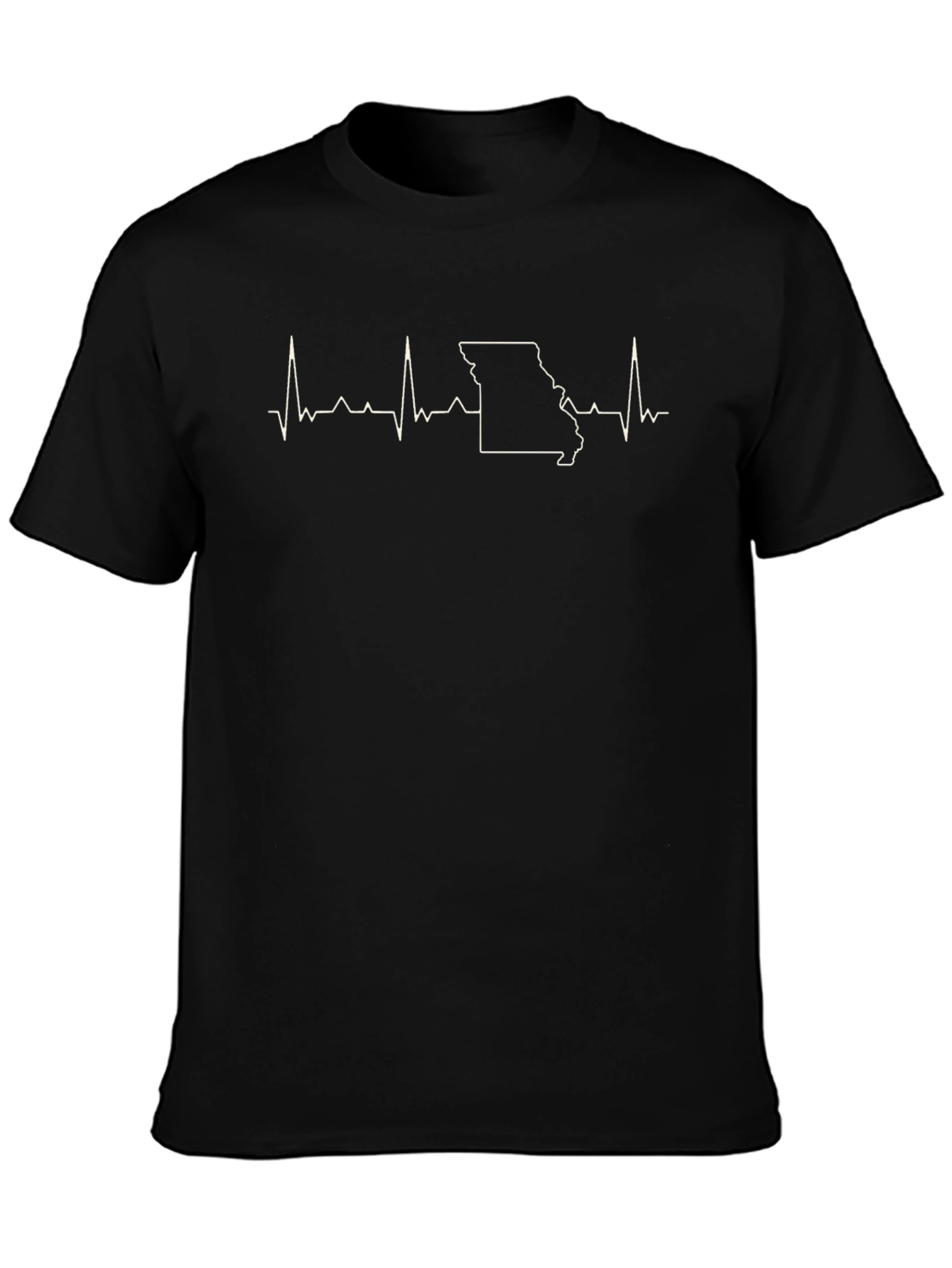 Missouri State Pride Heartbeat Graphic Tee - Black Cotton