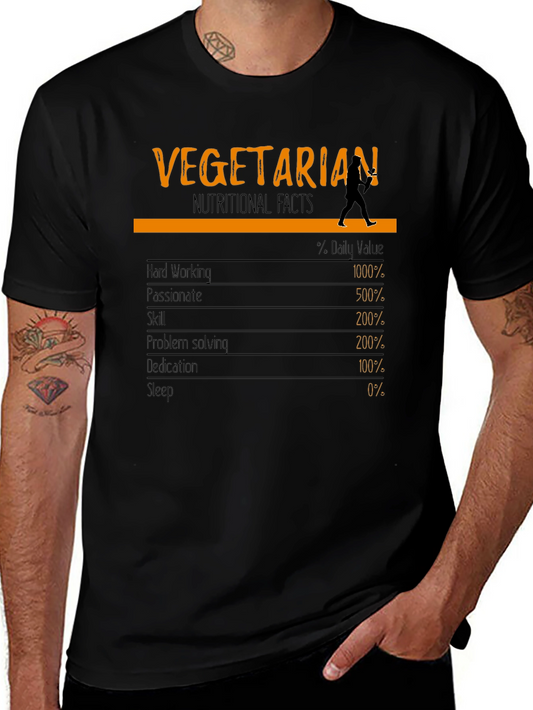 Vegetarian Nutritional Facts T-Shirt Funny Vegan Tee