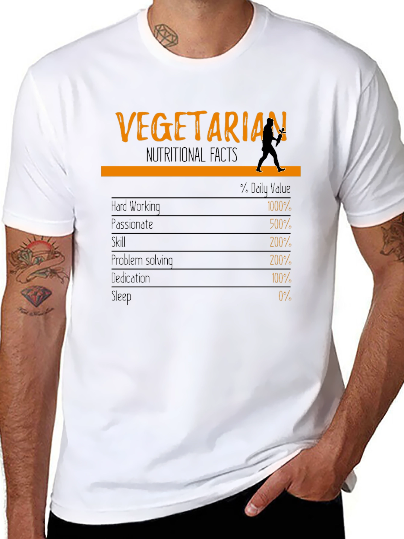 Vegetarian Nutritional Facts T-Shirt Funny Vegan Tee