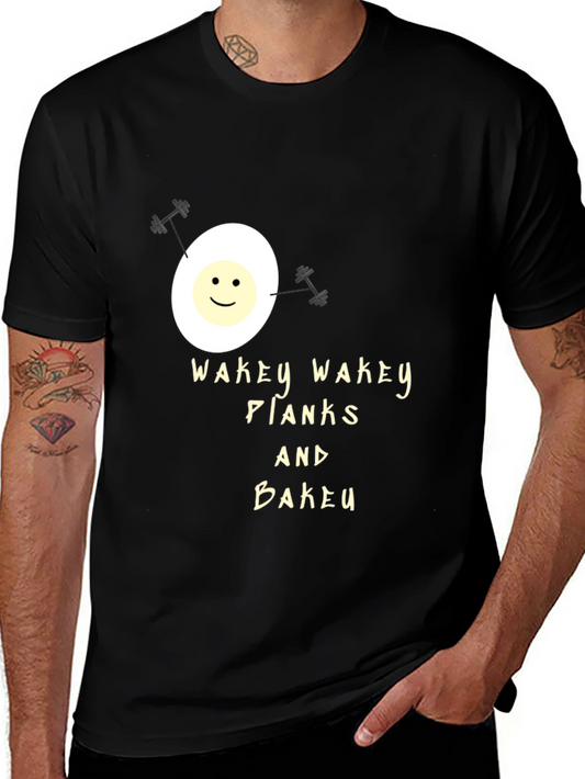 Wakey Wakey Planks & Bakey Black Graphic Tee