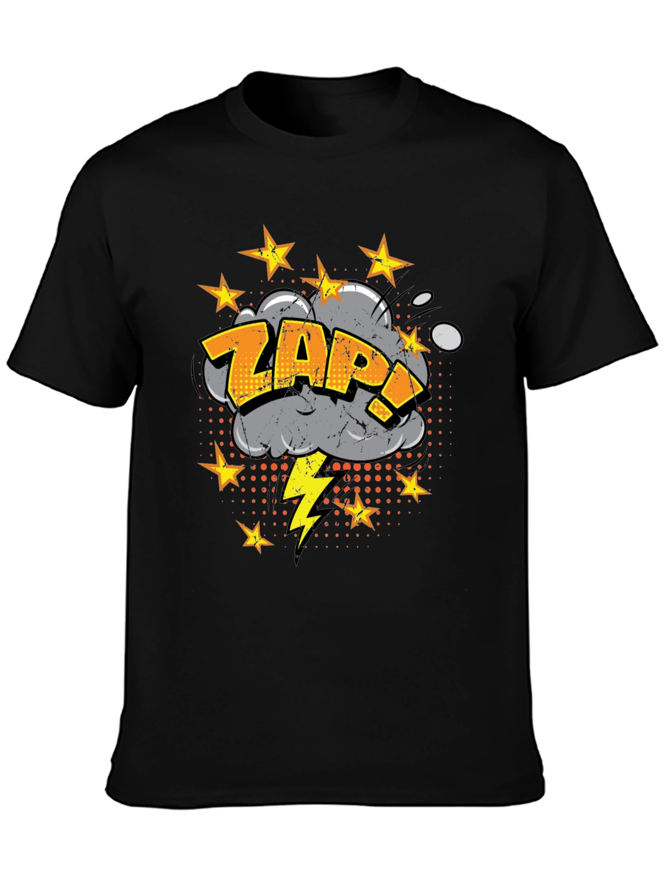 ZAP! Comic Style Graphic Print Black T-Shirt