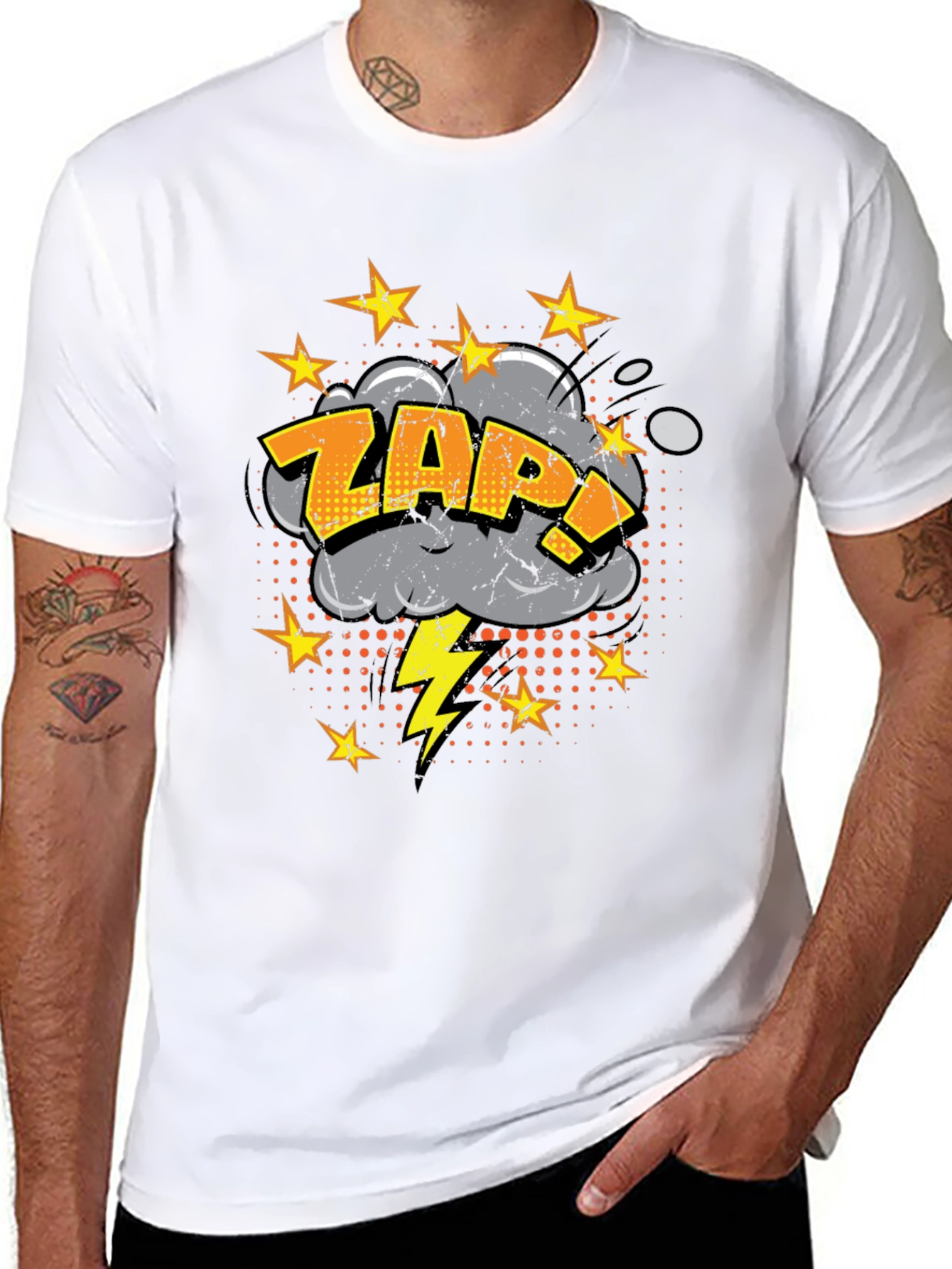 ZAP! Comic Style Graphic Print Black T-Shirt