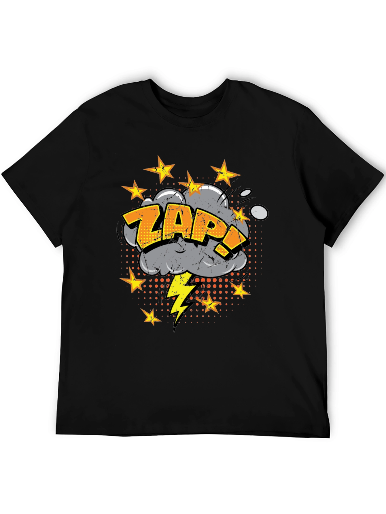 ZAP! Comic Style Graphic Print Black T-Shirt