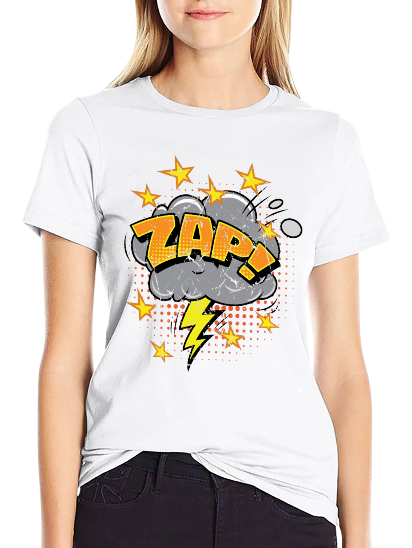ZAP! Comic Style Graphic Print Black T-Shirt