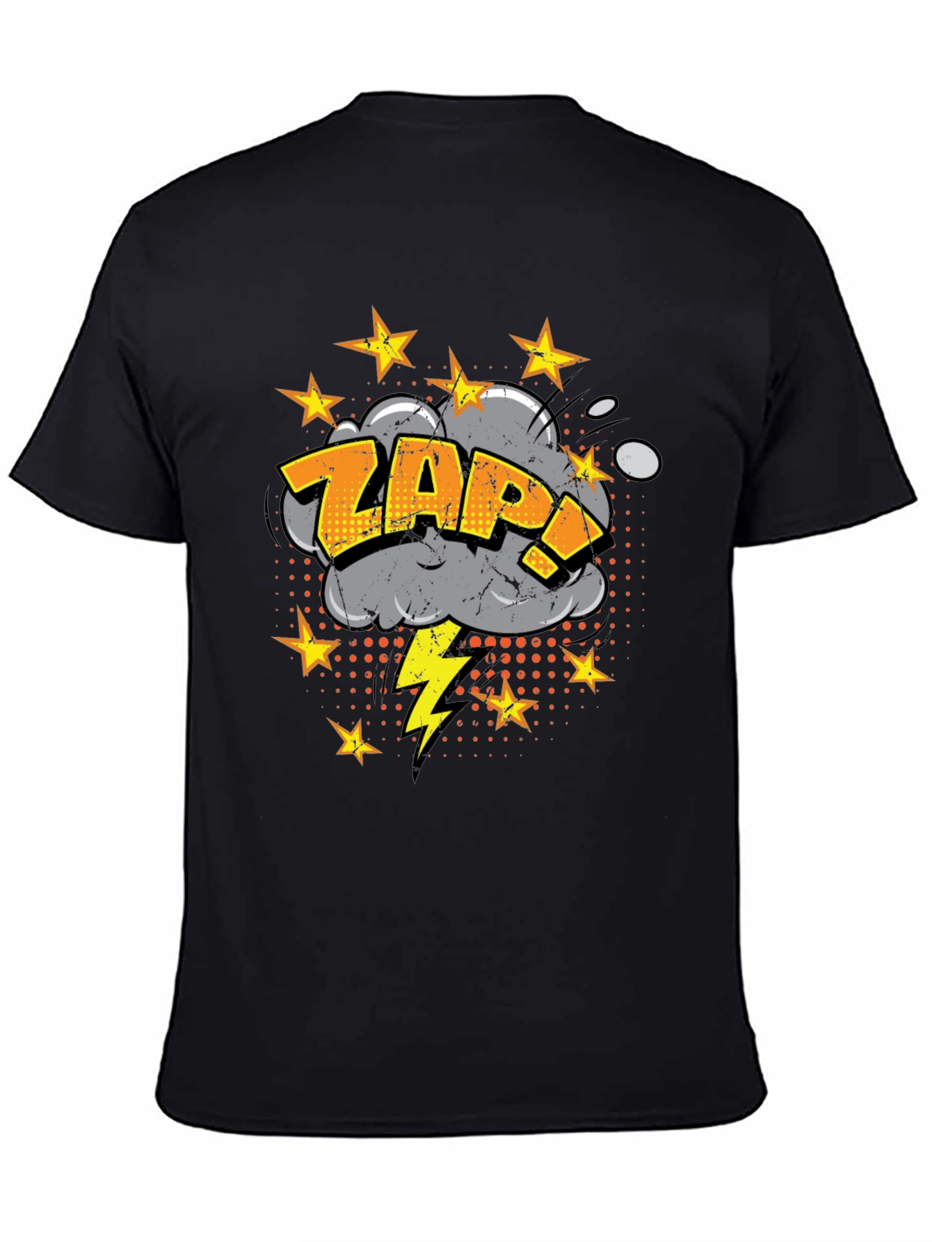 ZAP! Comic Style Graphic Print Black T-Shirt