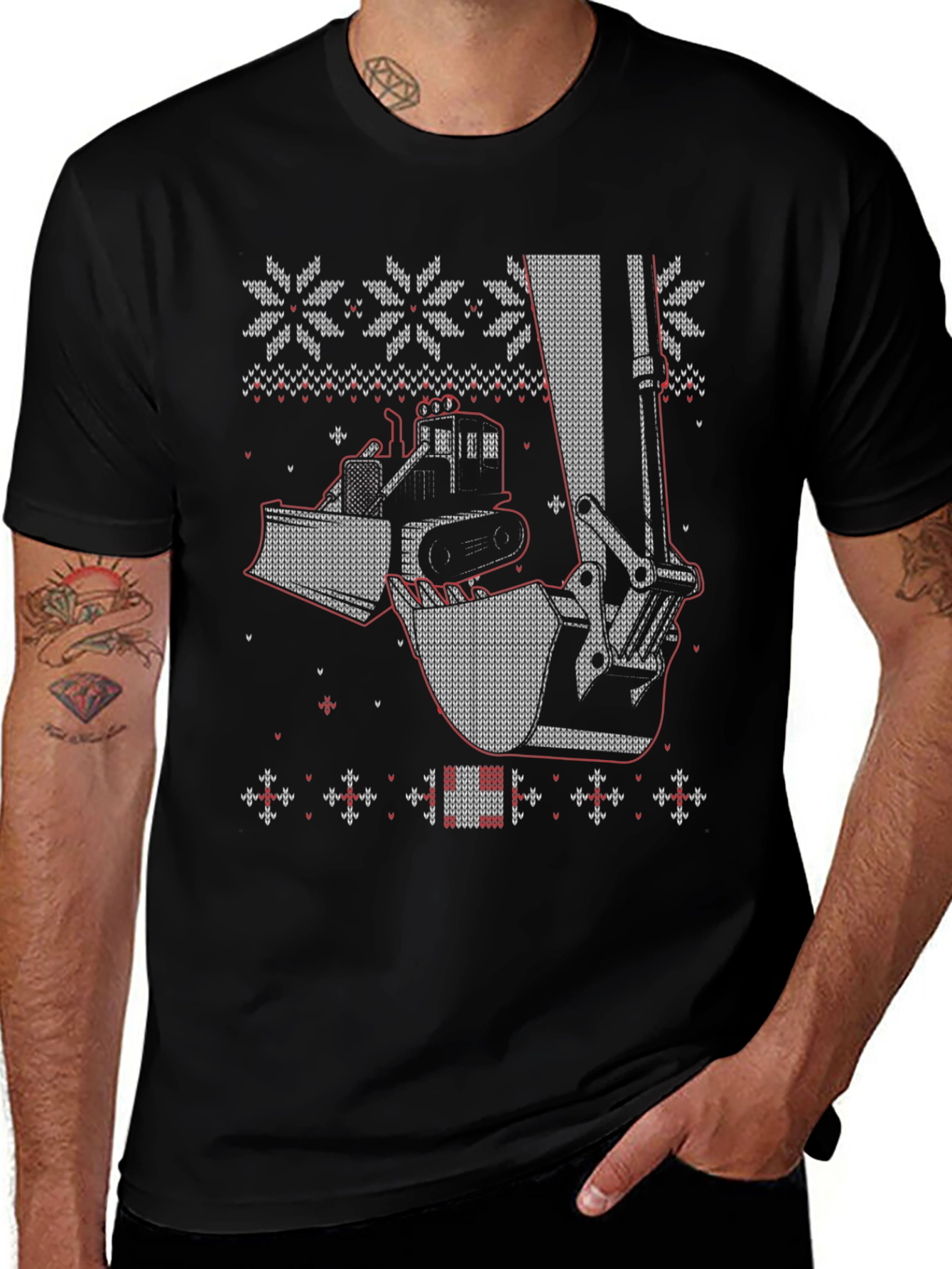 Construction Vehicle Ugly Christmas Sweater T-Shirt