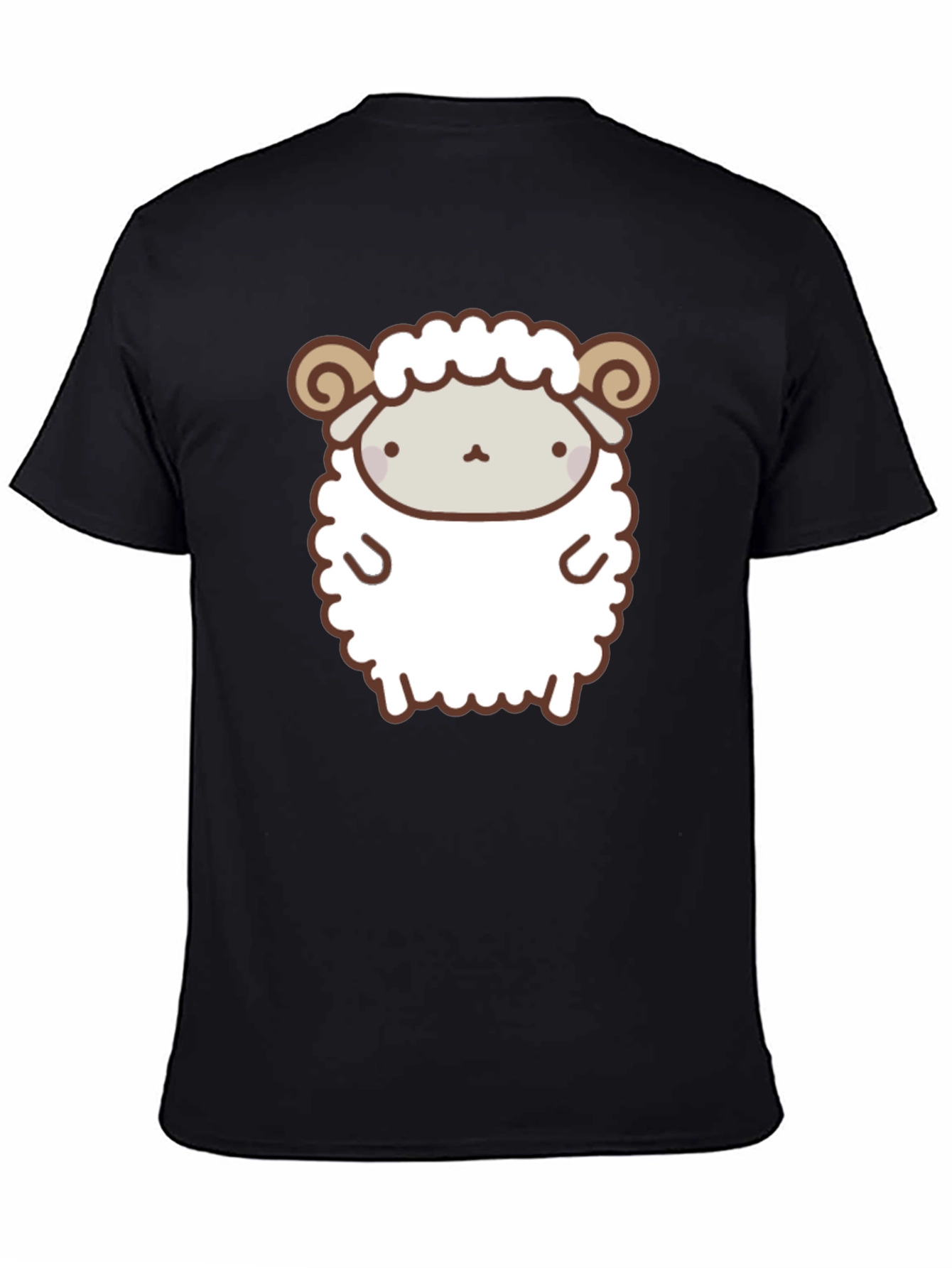 Cute Sheep Graphic Tee - Black Cotton T-Shirt