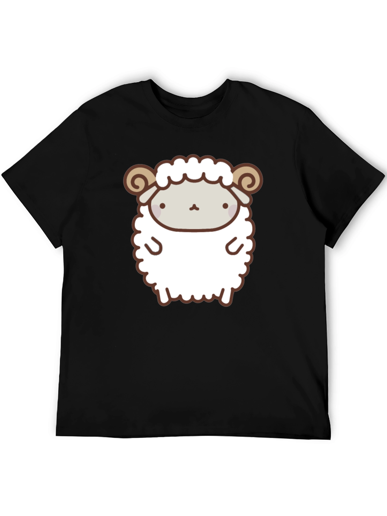 Cute Sheep Graphic Tee - Black Cotton T-Shirt