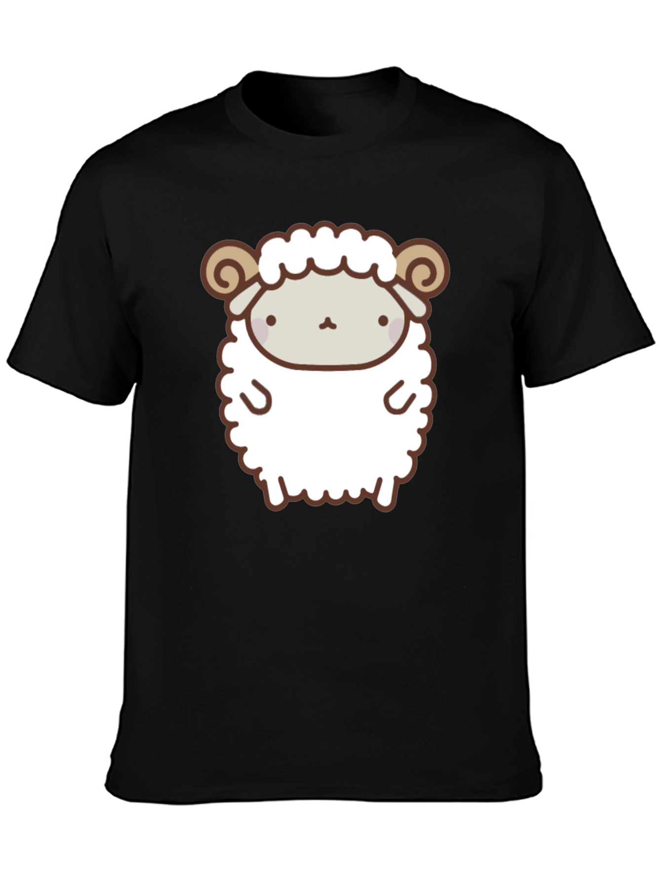 Cute Sheep Graphic Tee - Black Cotton T-Shirt