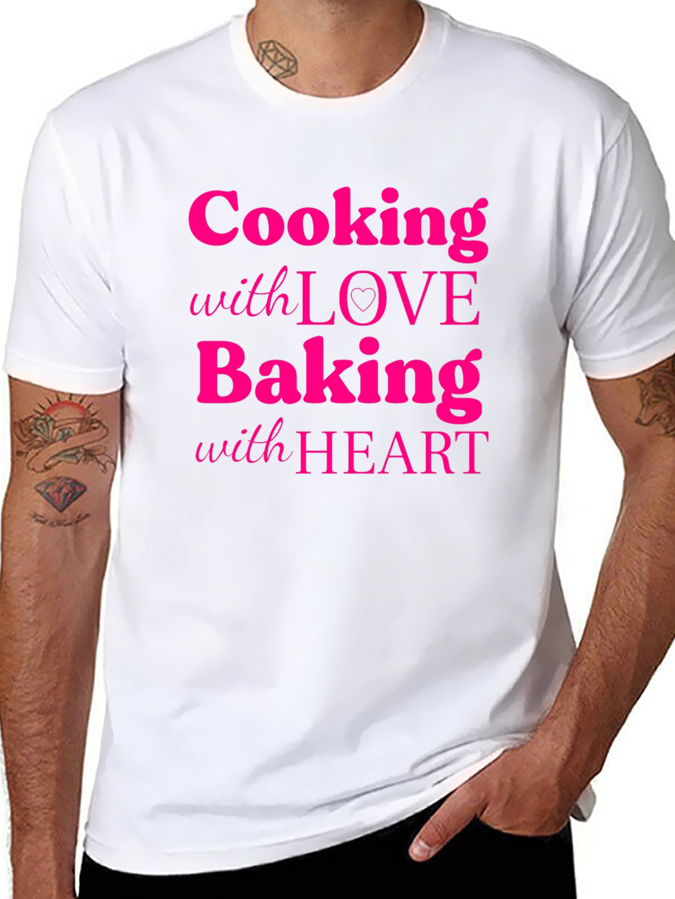 Cooking with Love Baking with Heart Black T-Shirt