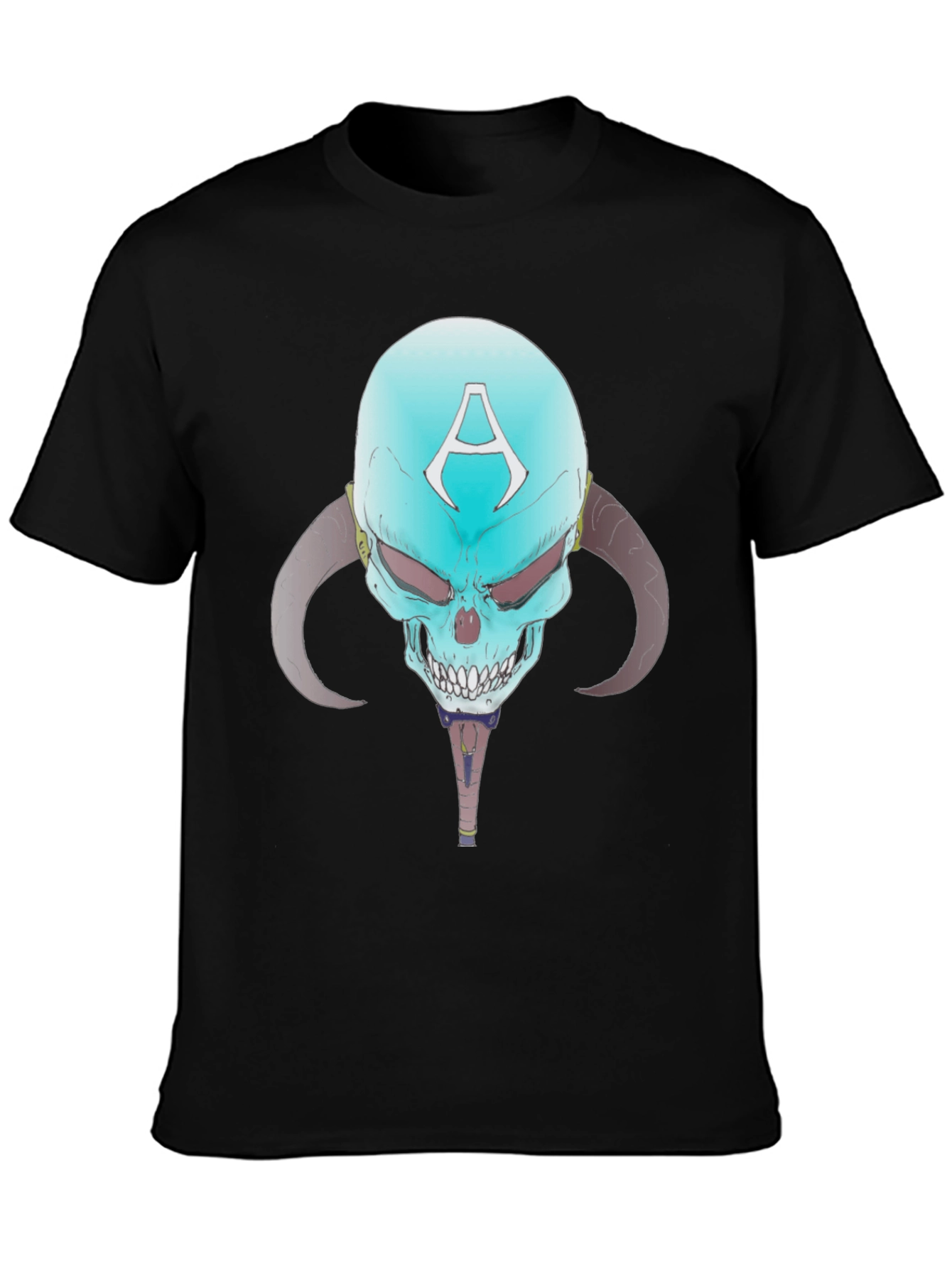 Skull with Horns Graphic Tee - Edgy Design