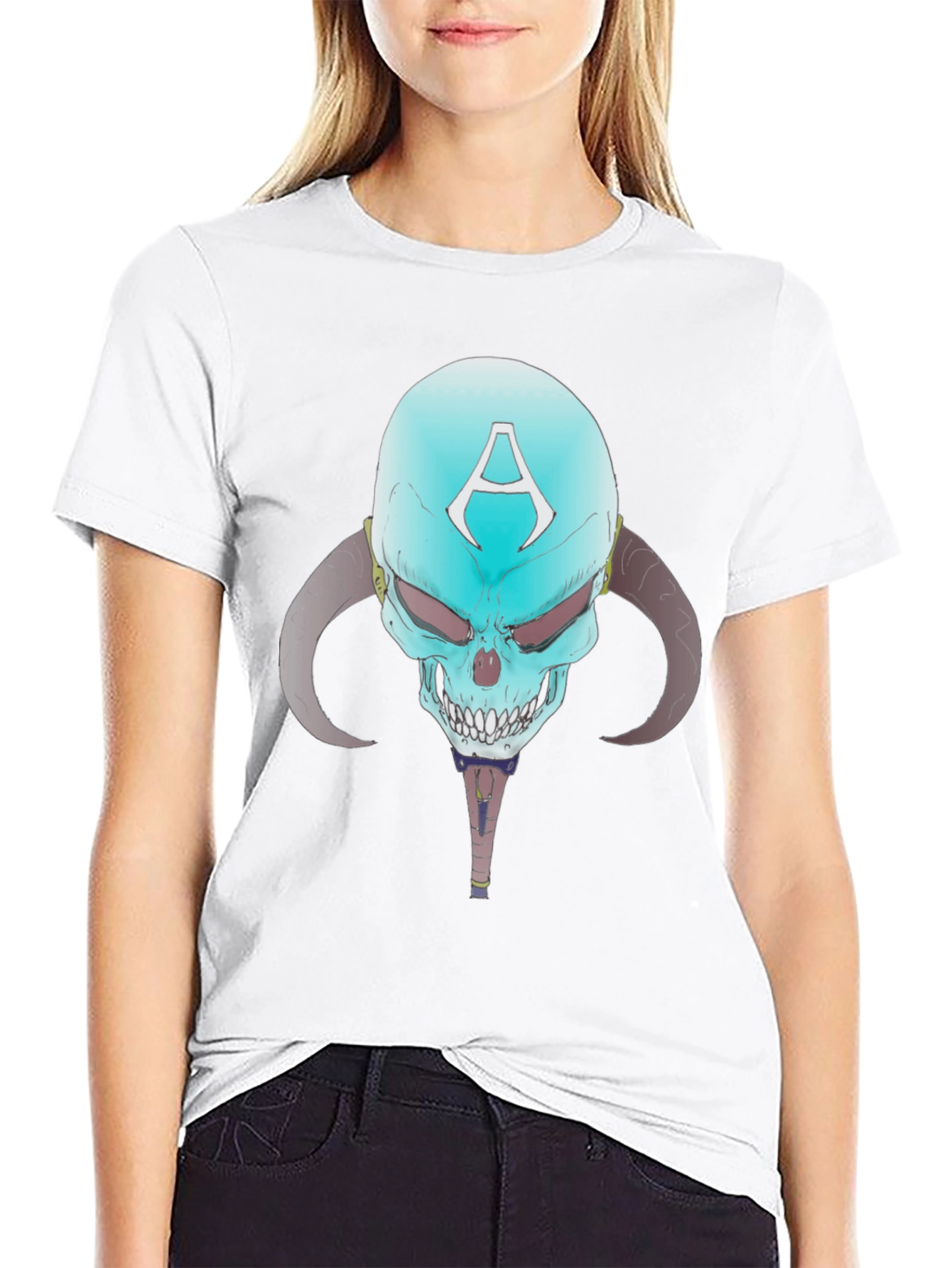 Skull with Horns Graphic Tee - Edgy Design