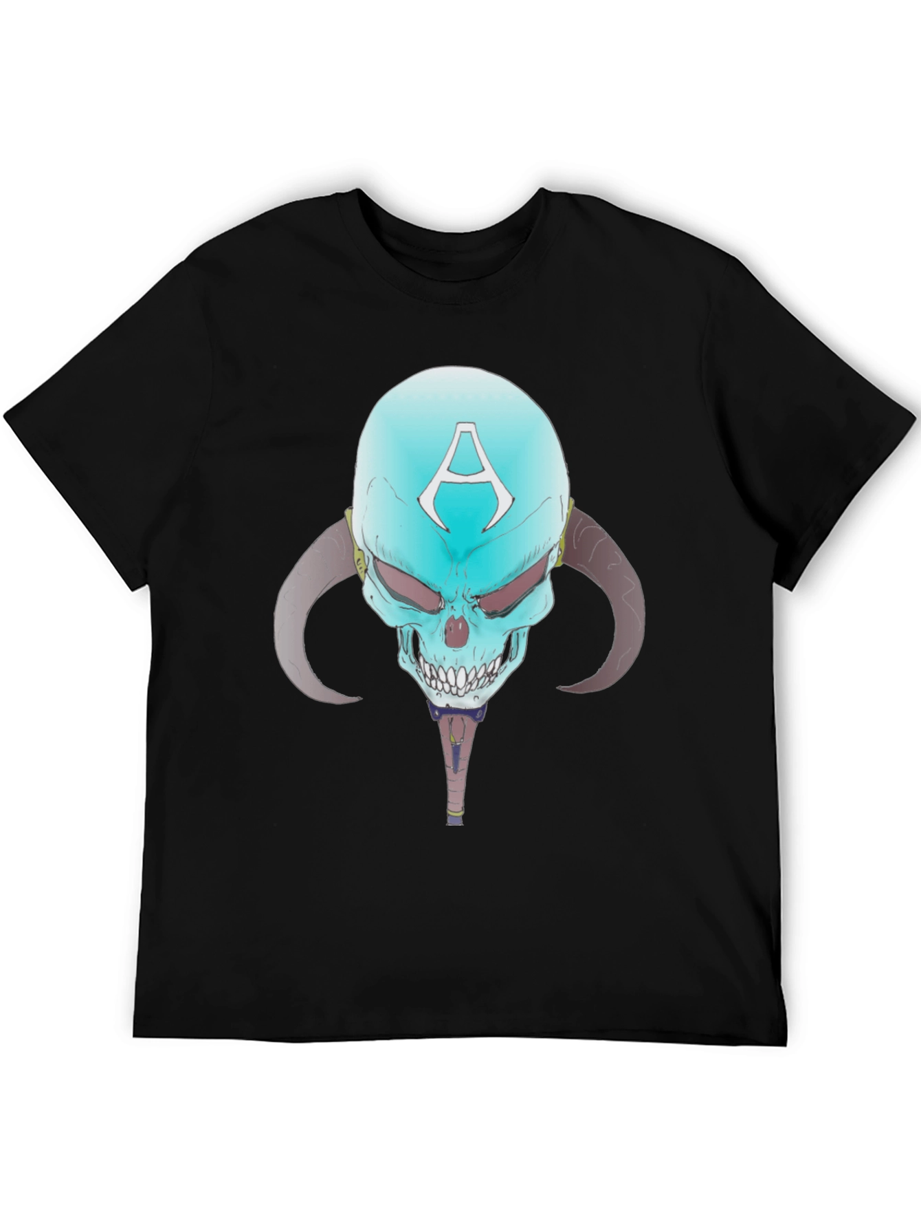 Skull with Horns Graphic Tee - Edgy Design