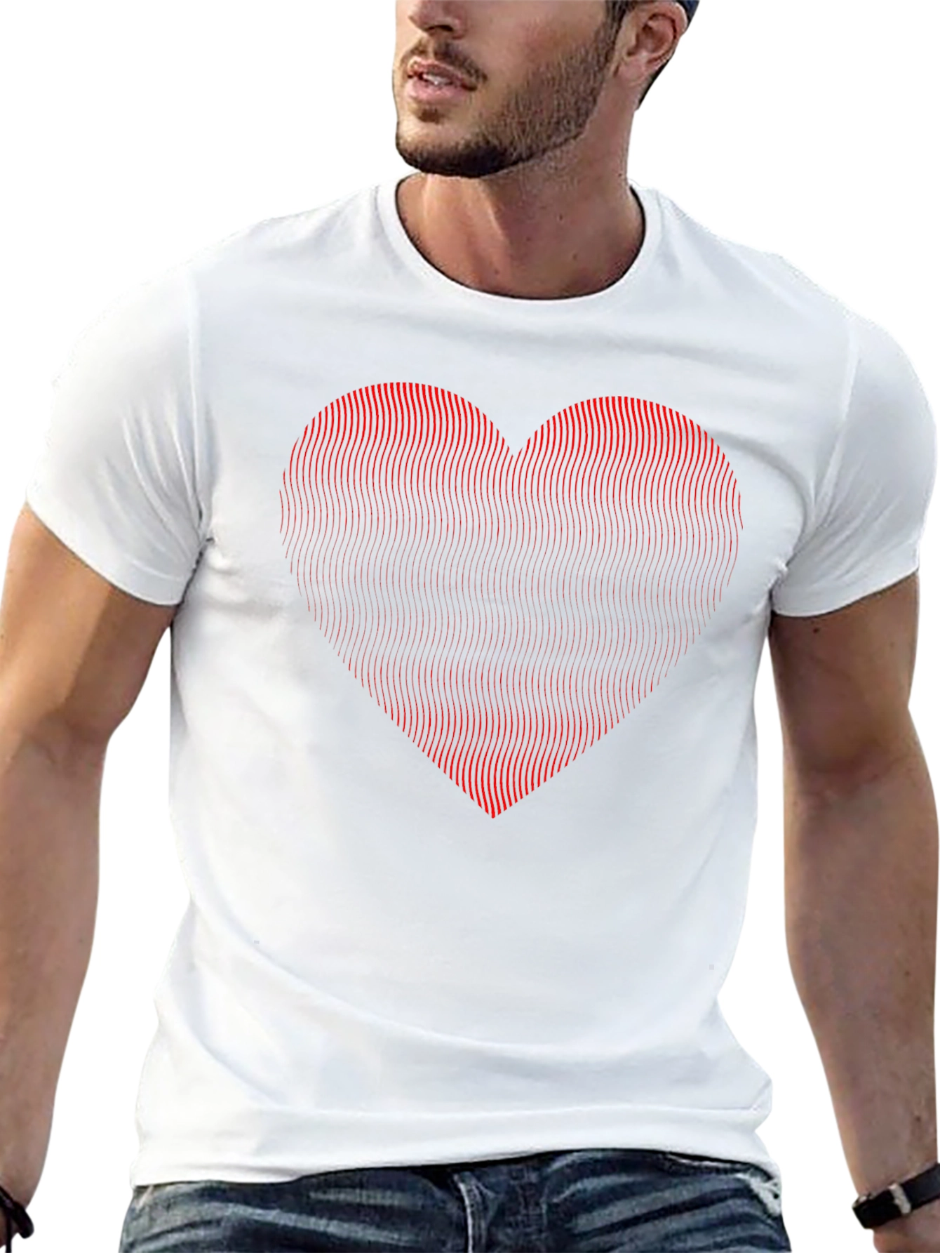 Abstract Heart Graphic Black T-Shirt