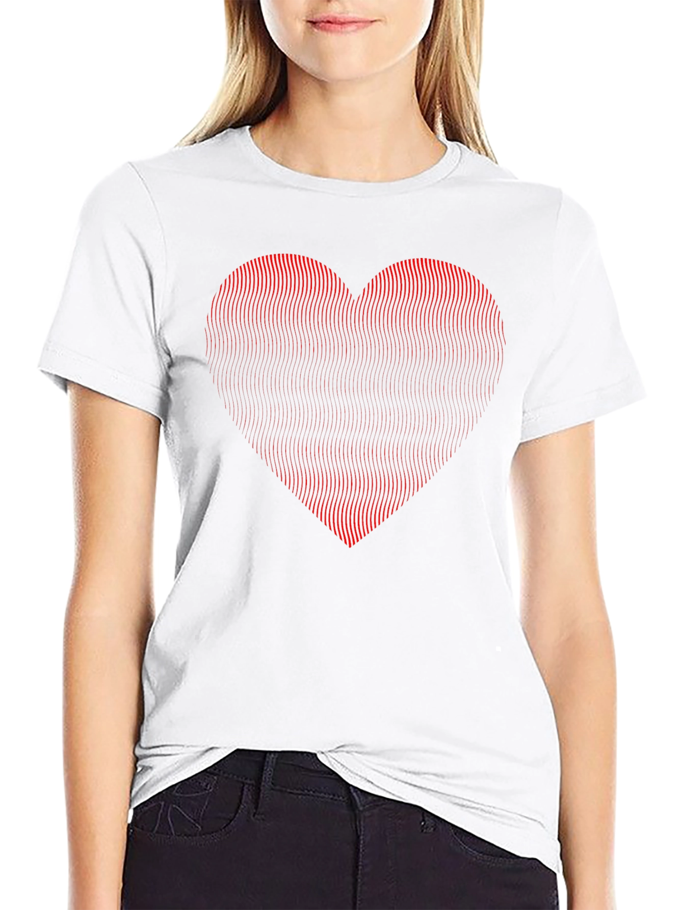 Abstract Heart Graphic Black T-Shirt