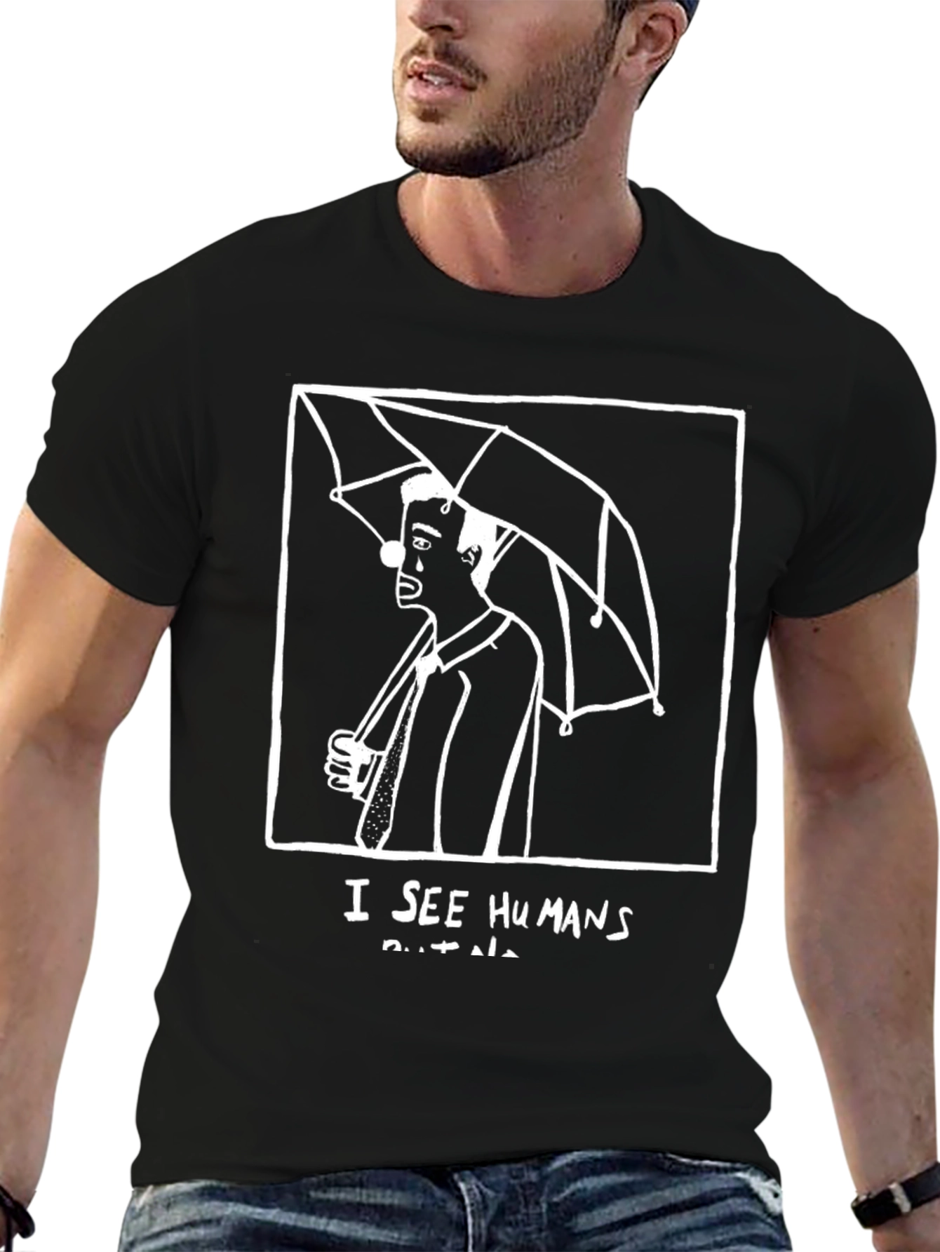 I See Humans T-Shirt - Black Graphic Tee