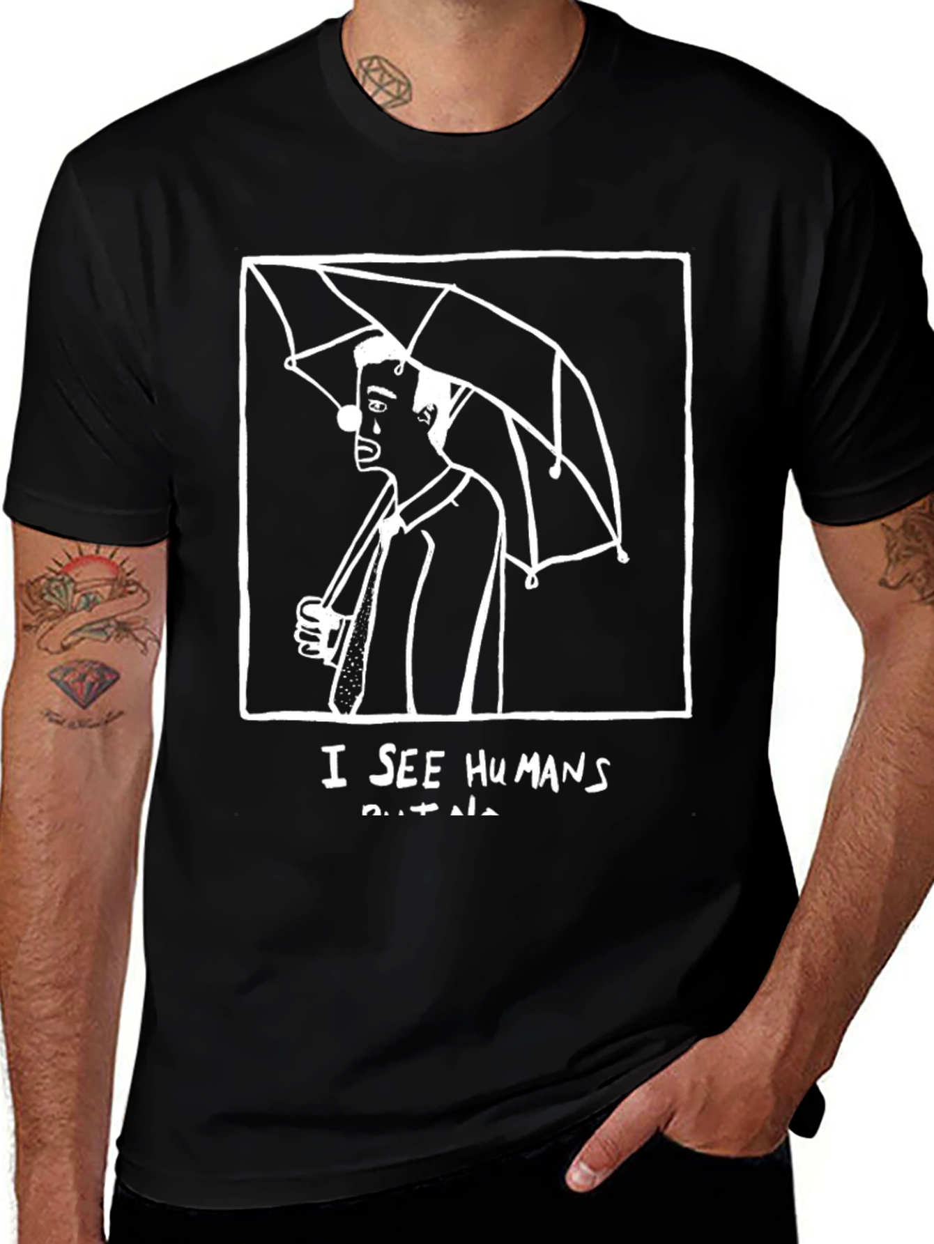 I See Humans T-Shirt - Black Graphic Tee