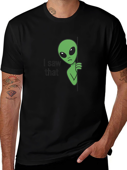I Saw That Alien Graphic Tee - Black Cotton Blend
